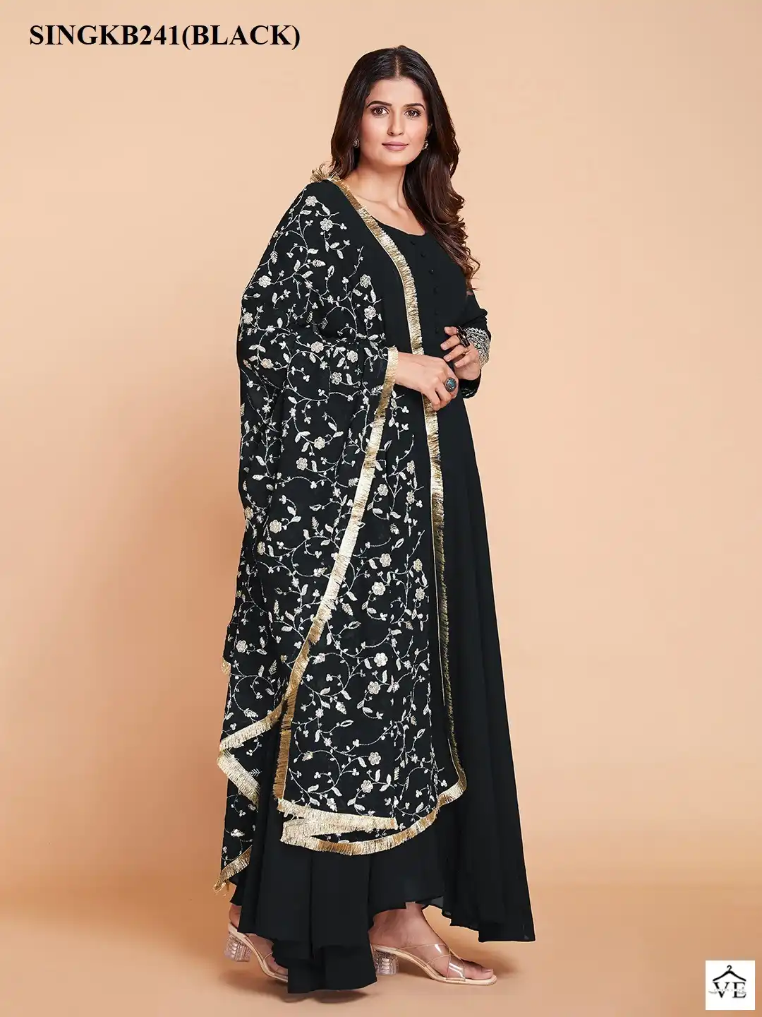 Arya Designs Sing Kb241 Black Faux Georgette Wholesale Readymade Suit — Wholesale Salwar Suits, MPA wholesale from Surat - Gallery Image 5