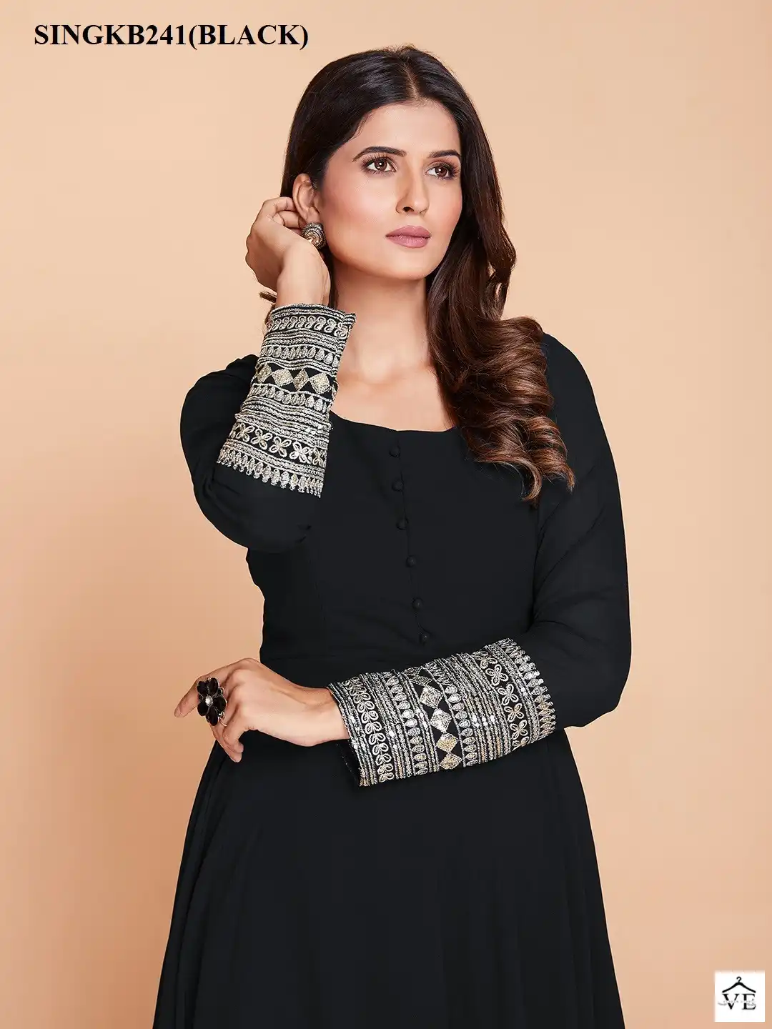 Arya Designs Sing Kb241 Black Faux Georgette Wholesale Readymade Suit — Wholesale Salwar Suits, MPA wholesale from Surat - Gallery Image 3