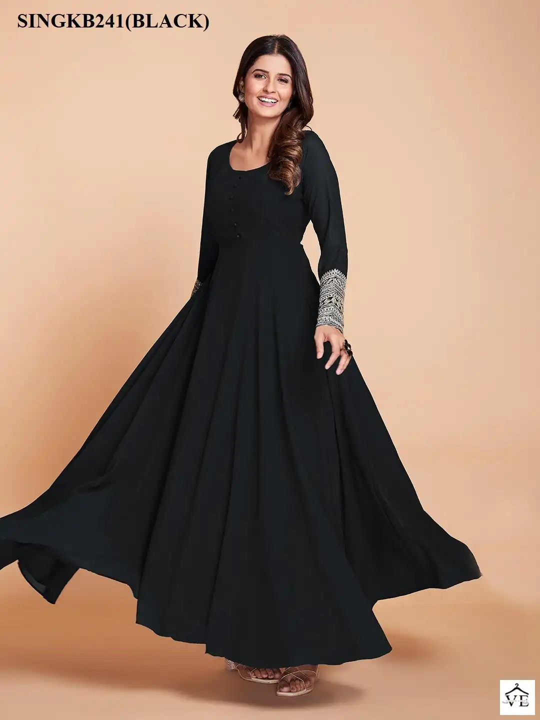 Arya Designs Sing Kb241 Black Faux Georgette Wholesale Readymade Suit — Wholesale Salwar Suits, MPA wholesale from Surat - Gallery Image 4