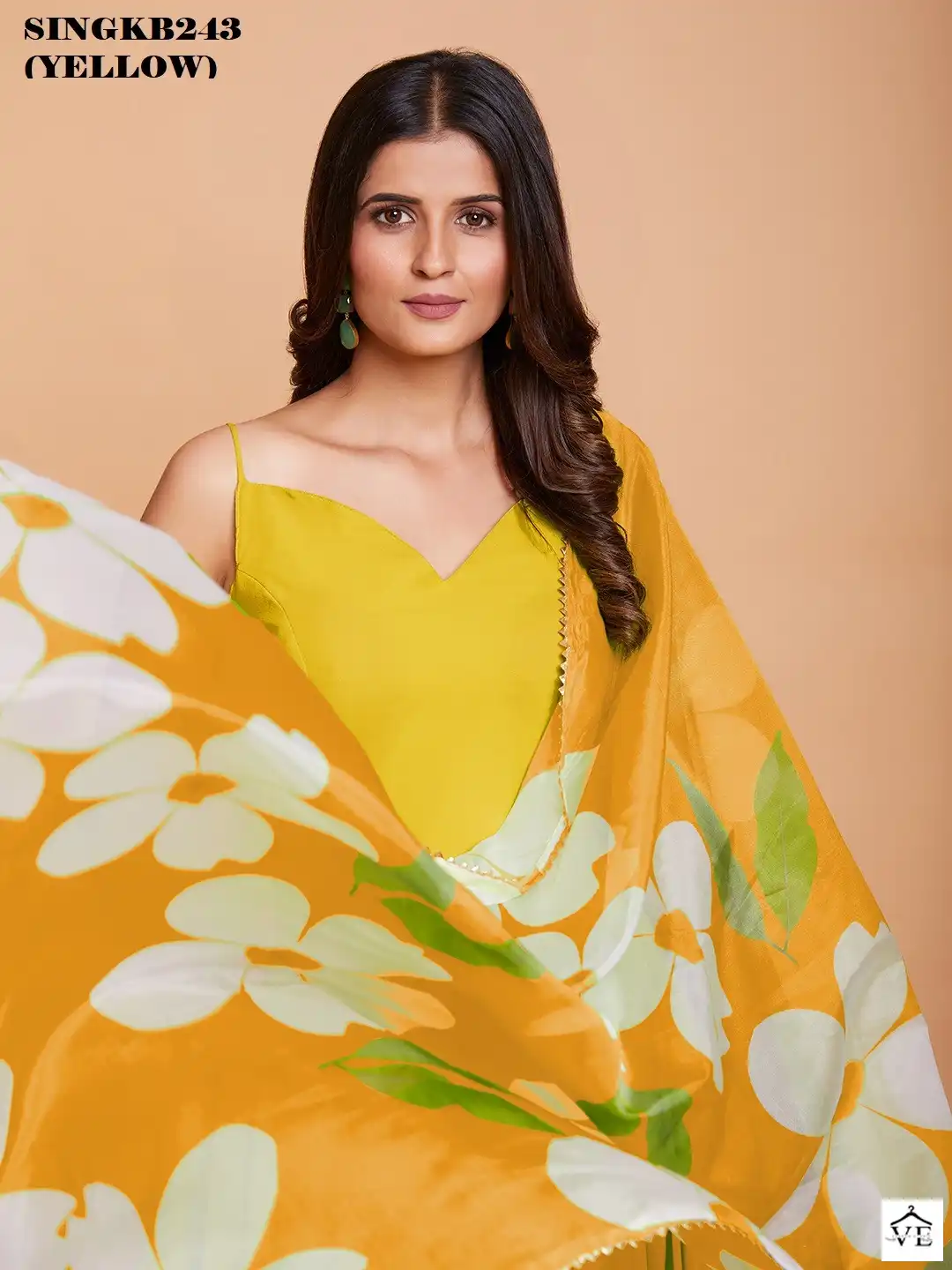 Arya Sing KB 243 Yellow Faux Georgette Wholesale Gown — Wholesale Salwar Suits, MPA wholesale from Surat - Gallery Image 5