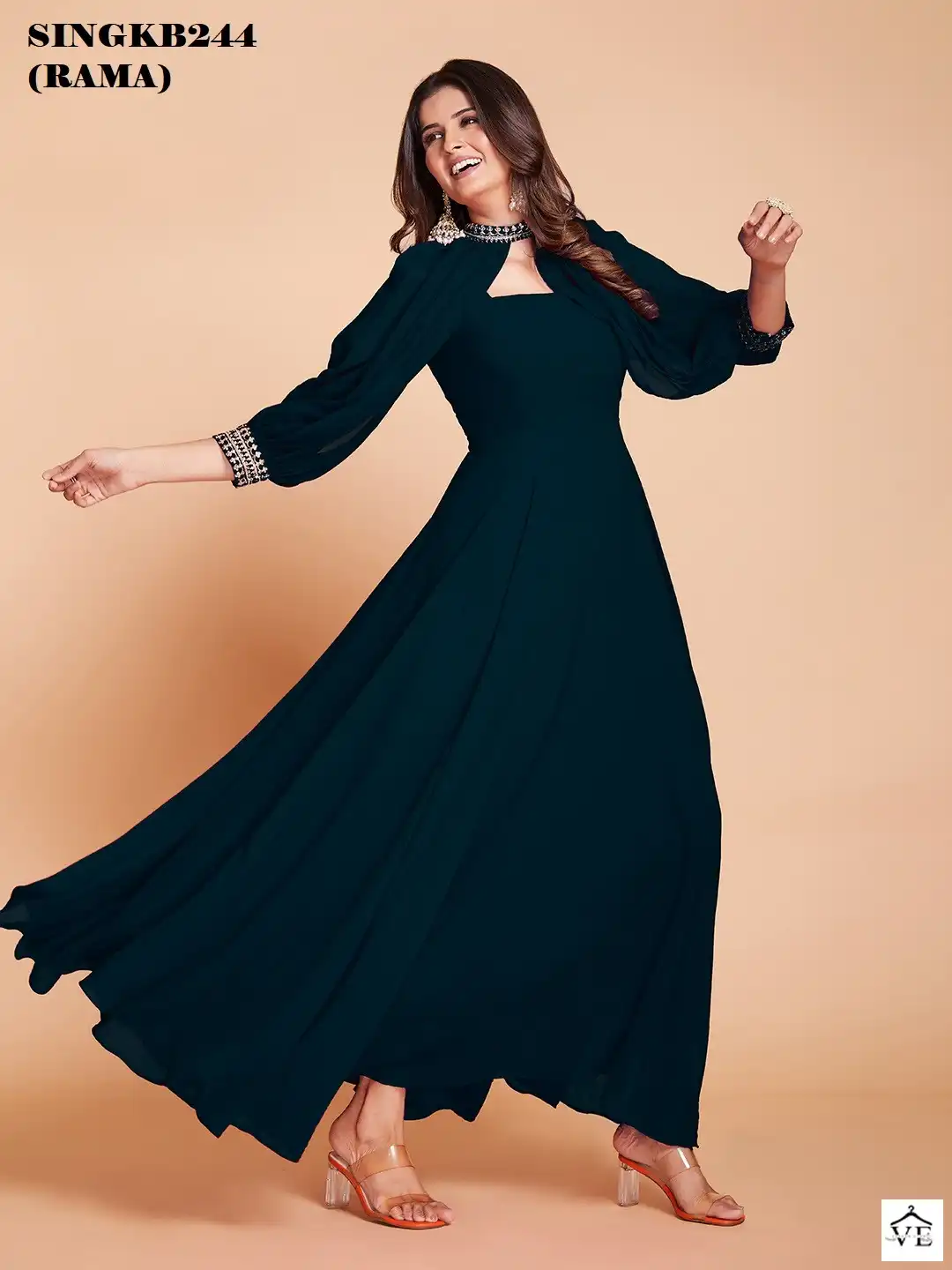 Arya Sing KB 244 Rama Faux Georgette Wholesale Gown — Wholesale Kurtis, MPA wholesale from Surat — view 5