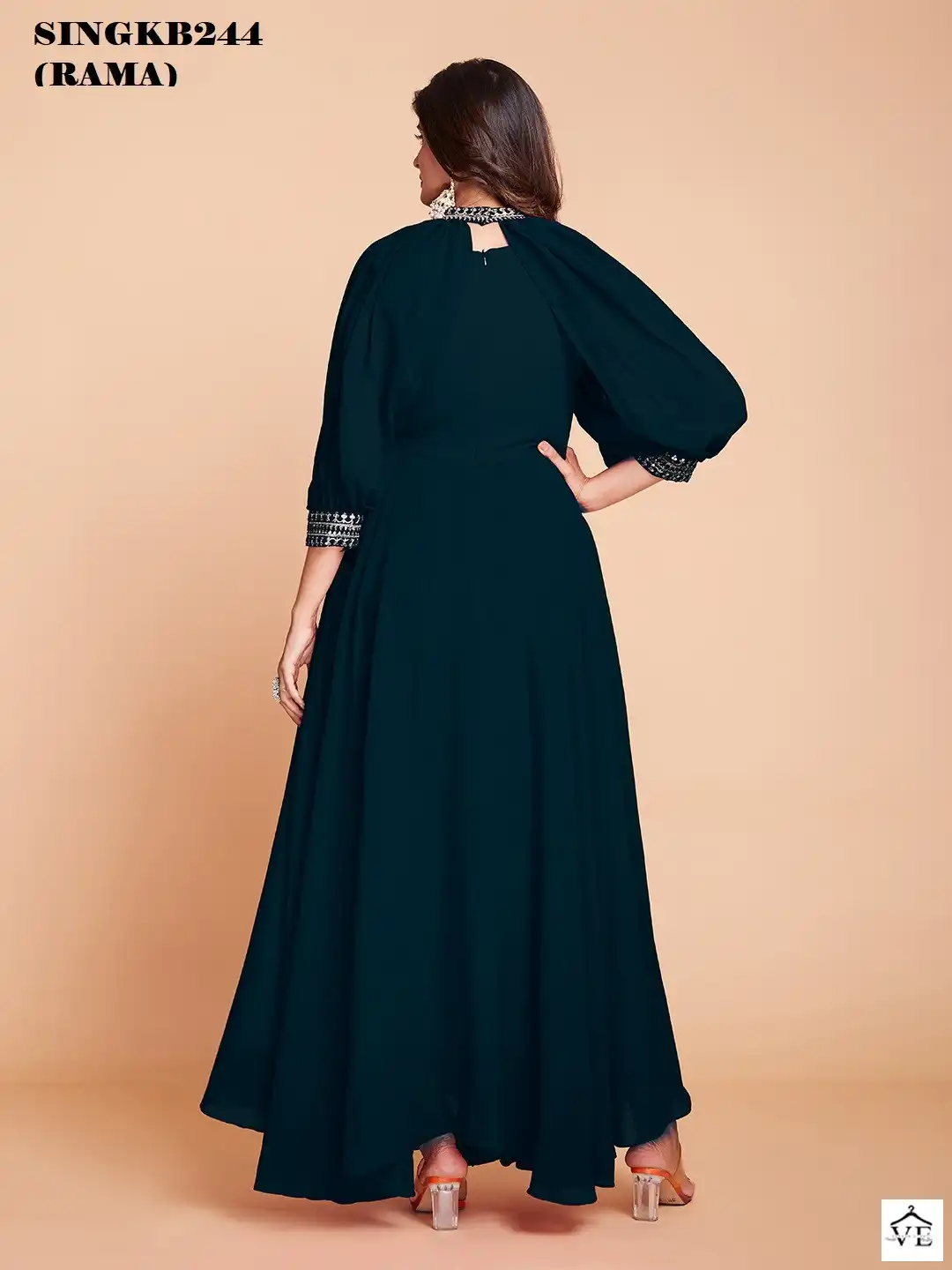 Arya Sing KB 244 Rama Faux Georgette Wholesale Gown — Wholesale Kurtis, MPA wholesale from Surat — view 7