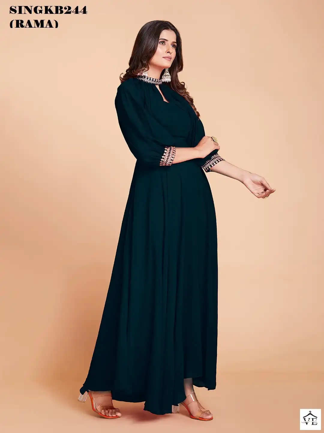 Arya Sing KB 244 Rama Faux Georgette Wholesale Gown — Wholesale Kurtis, MPA wholesale from Surat — view 2