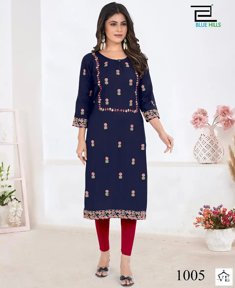 Blue Hills Sita Raman Rayon 14 Kg Wholesale Kurtis Catalog — Wholesale Kurtis, MPA wholesale from Surat — view 1