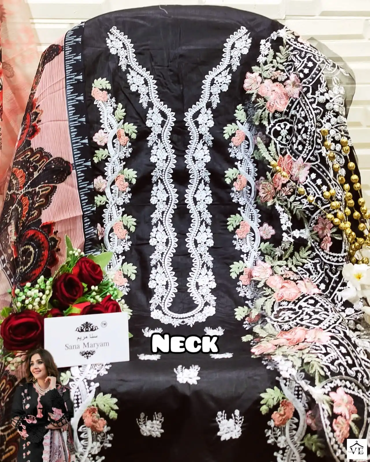 Sana Maryam SM-158 Black Cotton Wholesale Pakistani Suit — Wholesale Salwar Suits, MPA wholesale from Surat - Gallery Image 3