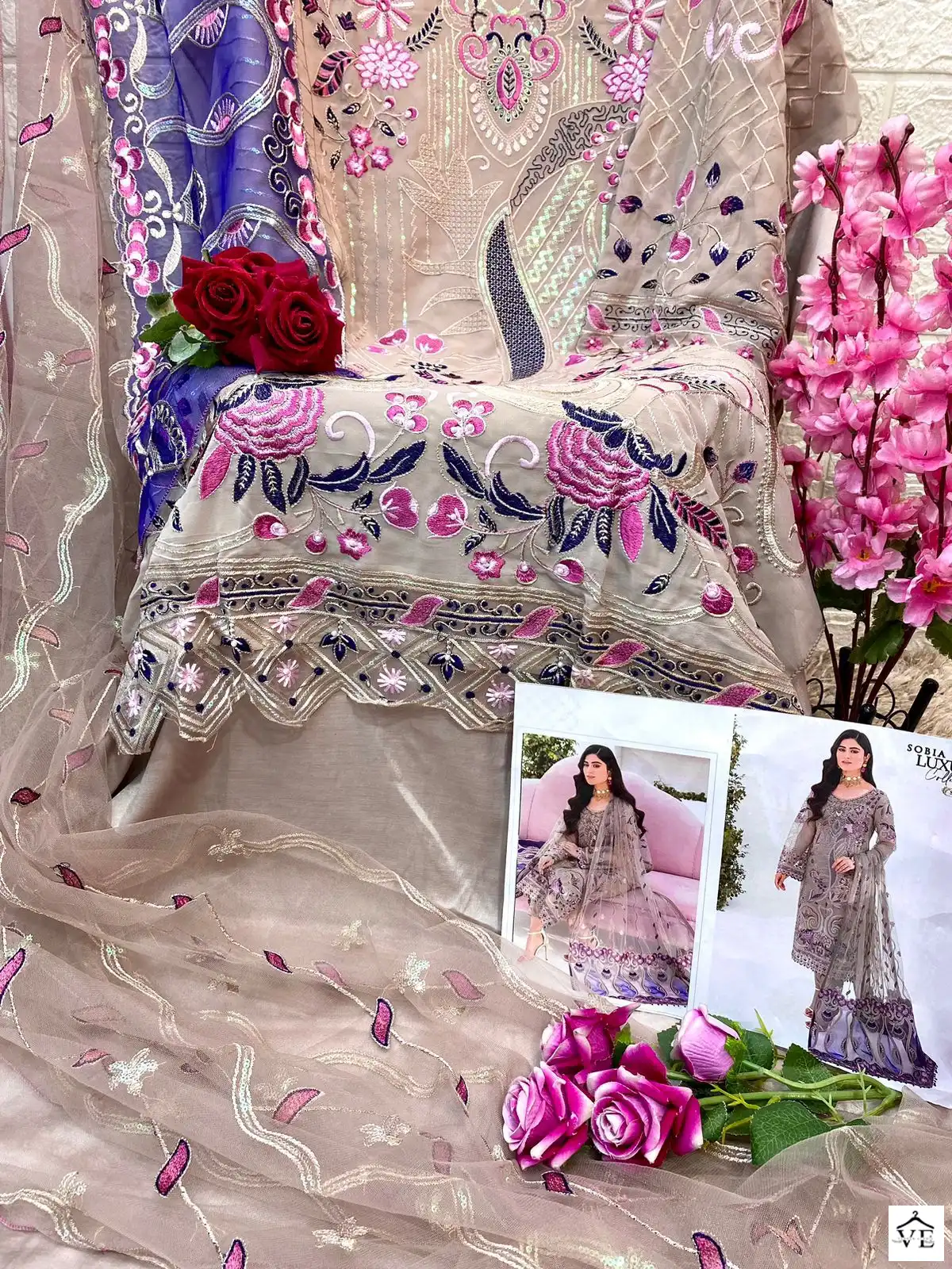 Sobia Nazir Sn 1019 Faux Georgette Wholesale Pakistani Salwar Suit Catalog — Wholesale Salwar Suits, MPA wholesale from Surat - Gallery Image 4