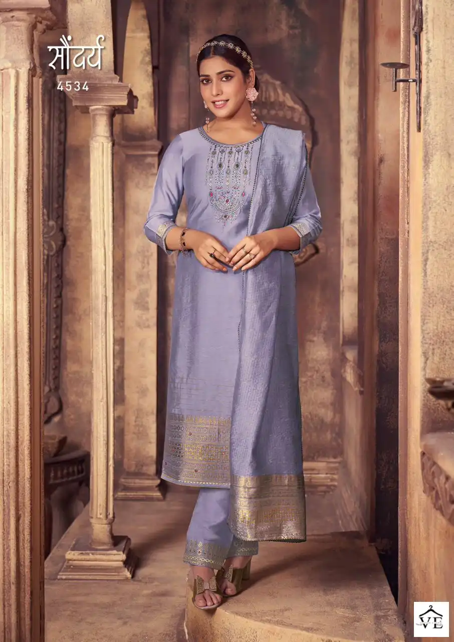 Rangoon Soundrya Viscose Jacquard Wholesale Readymade Suits Catalog — Wholesale Salwar Suits, Rangoon wholesale from Surat — view 2