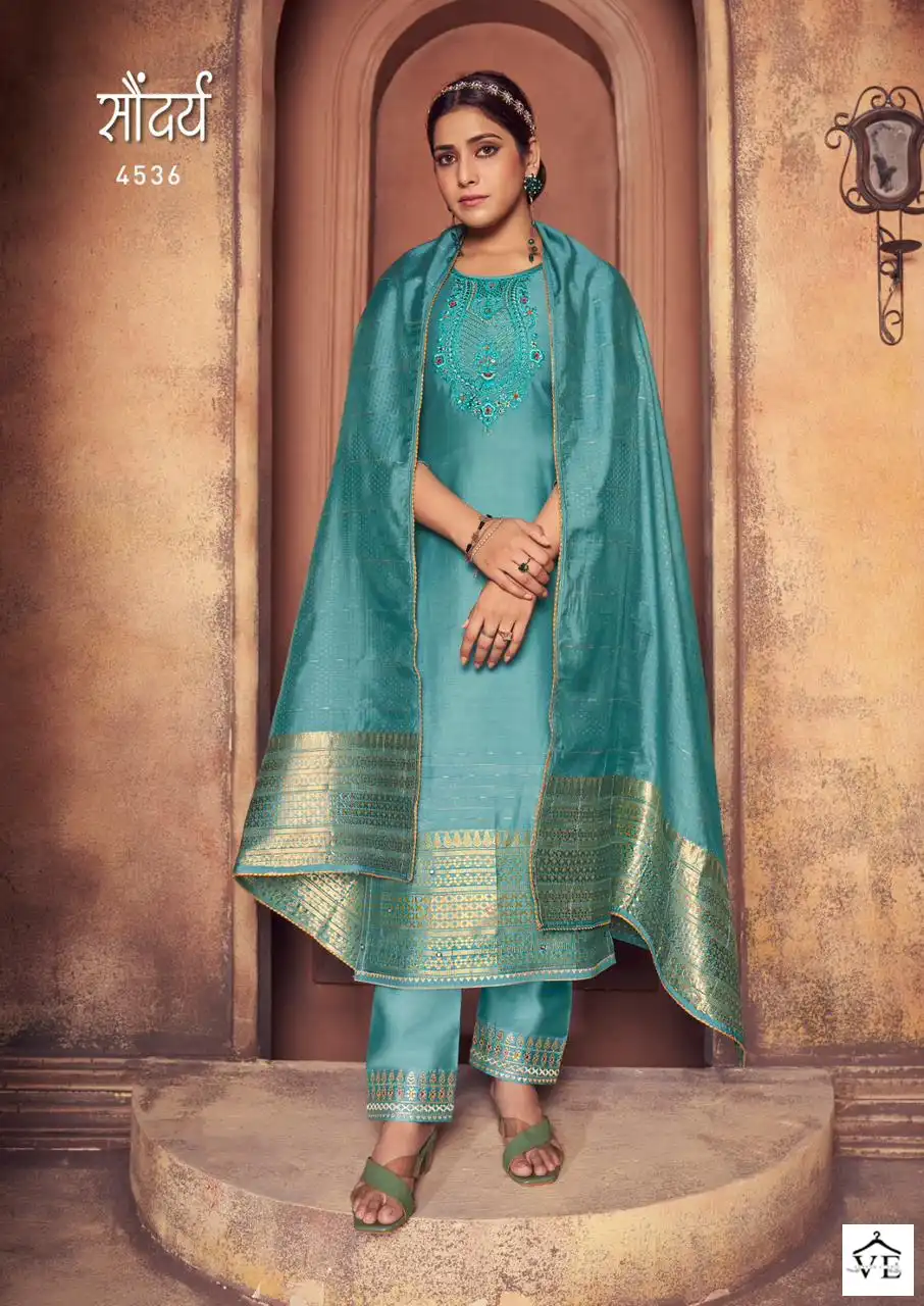 Rangoon Soundrya Viscose Jacquard Wholesale Readymade Suits Catalog — Wholesale Salwar Suits, Rangoon wholesale from Surat — view 3