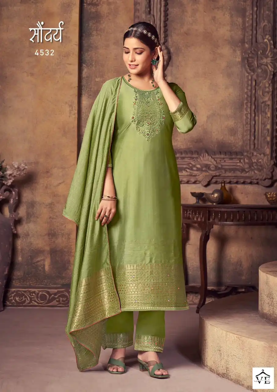Rangoon Soundrya Viscose Jacquard Wholesale Readymade Suits Catalog — Wholesale Salwar Suits, Rangoon wholesale from Surat — view 4