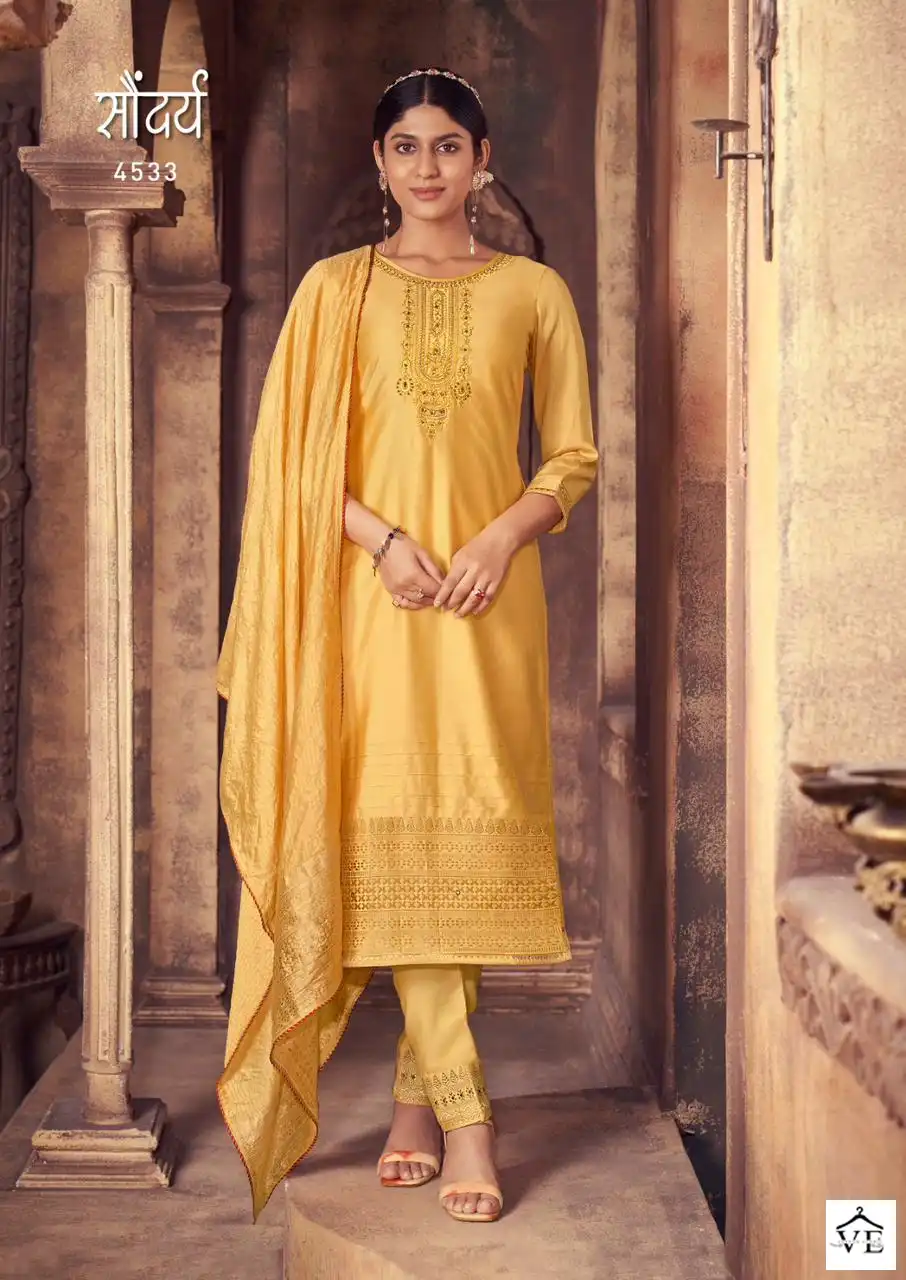 Rangoon Soundrya Viscose Jacquard Wholesale Readymade Suits Catalog — Wholesale Salwar Suits, Rangoon wholesale from Surat — view 5