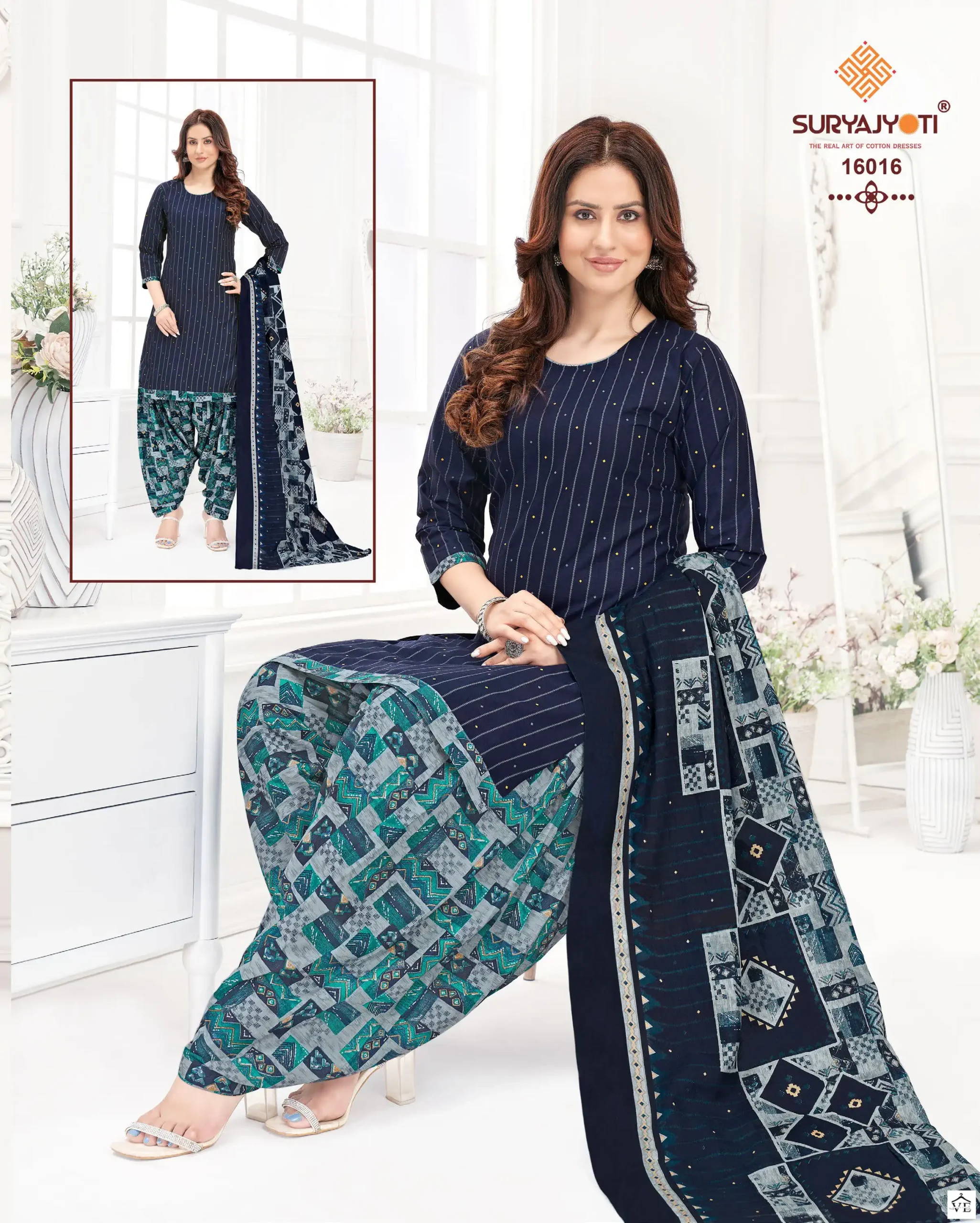 Suryajyoti Sui Dhaga Vol 16 Cotton Wholesale Readymade Salwar Suit Catalog — Wholesale Salwar Suits, MPA wholesale from Surat — view 16