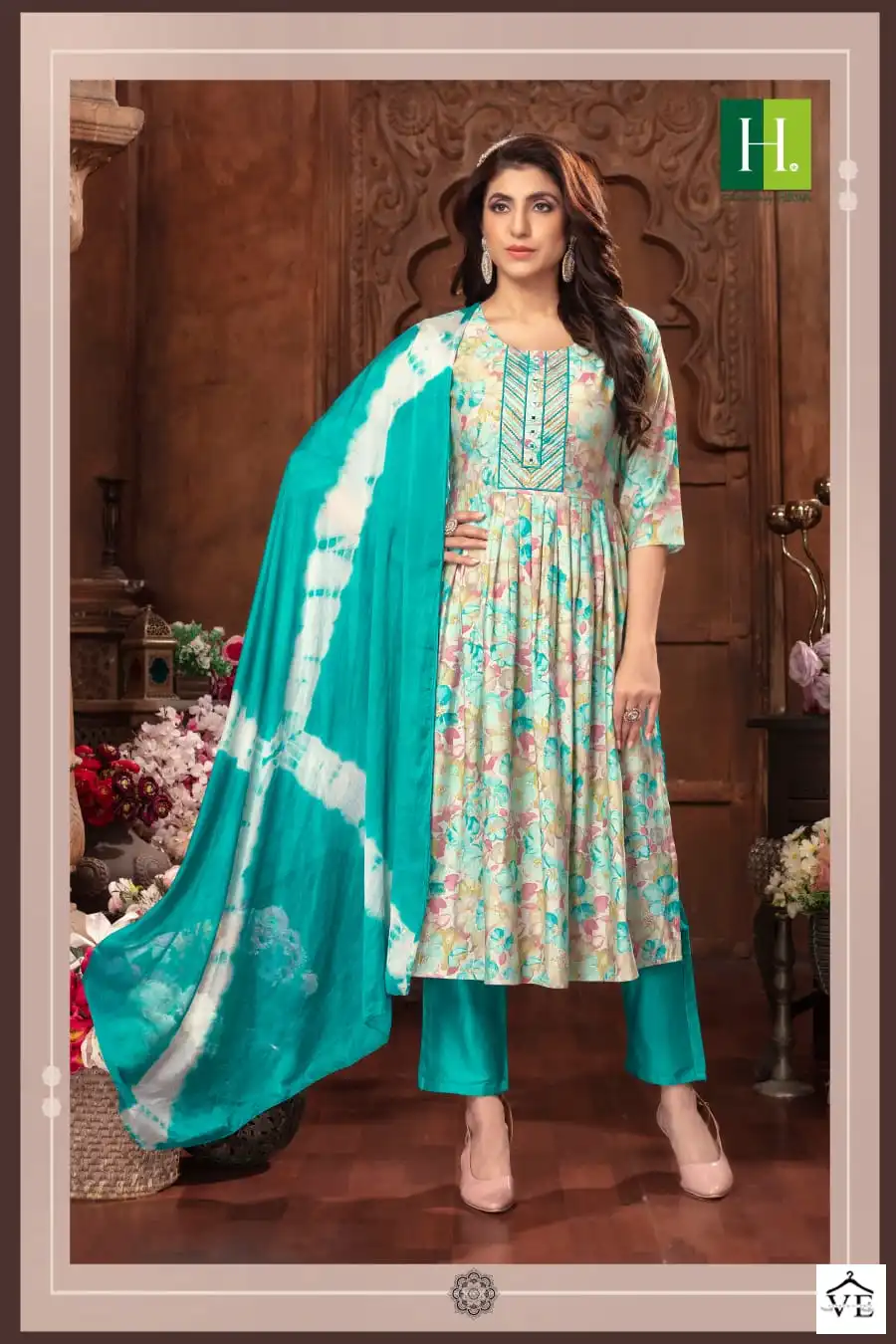 Hirwa Suman Heavy Modal Wholesale Naira Cut Readymade Suit Catalog — Wholesale Salwar Suits, MPA wholesale from Surat - Gallery Image 4
