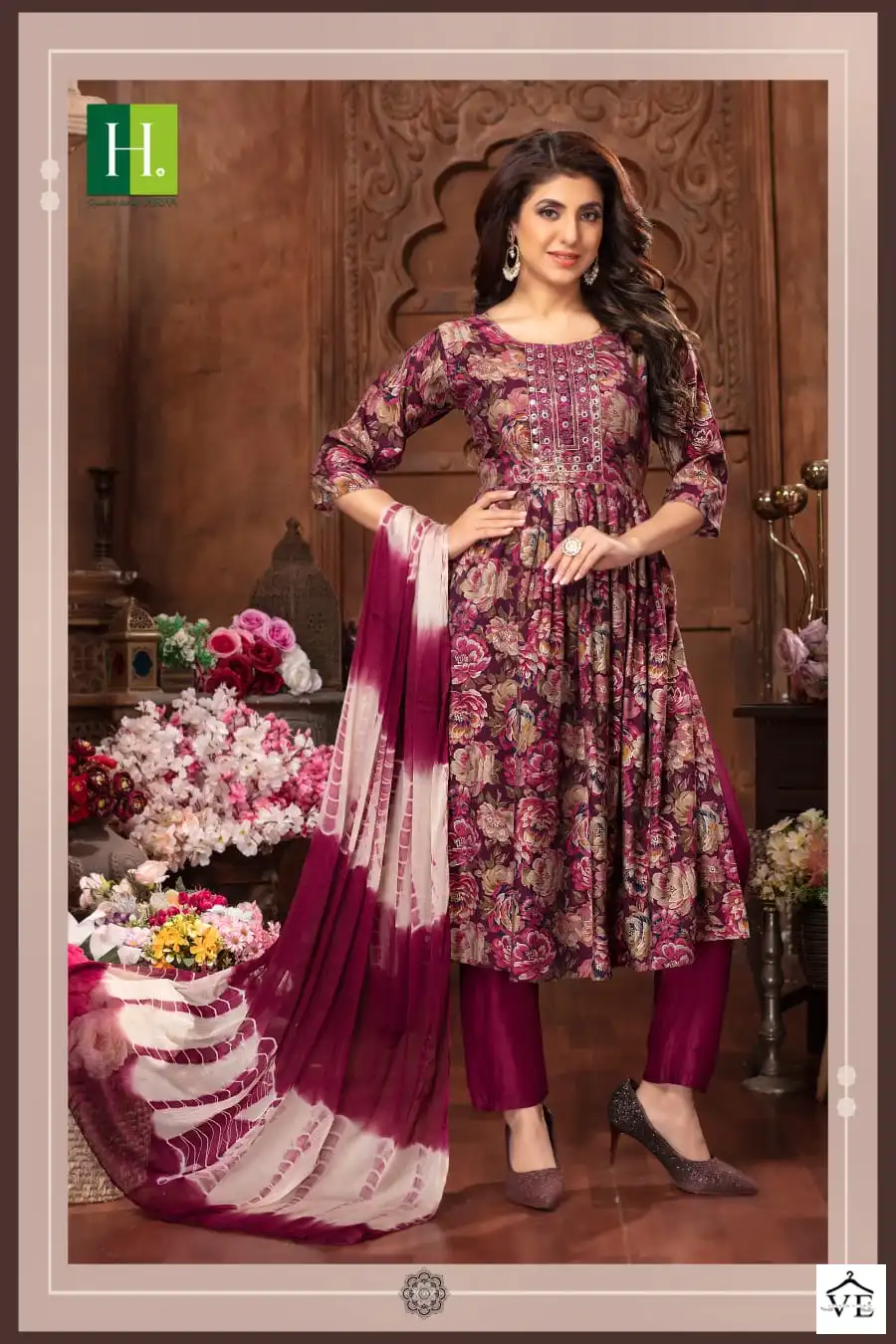 Hirwa Suman Heavy Modal Wholesale Naira Cut Readymade Suit Catalog — Wholesale Salwar Suits, MPA wholesale from Surat - Gallery Image 7