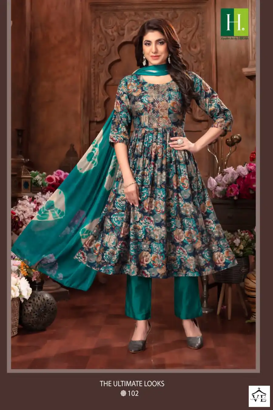 Hirwa Suman Heavy Modal Wholesale Naira Cut Readymade Suit Catalog — Wholesale Salwar Suits, MPA wholesale from Surat - Gallery Image 3