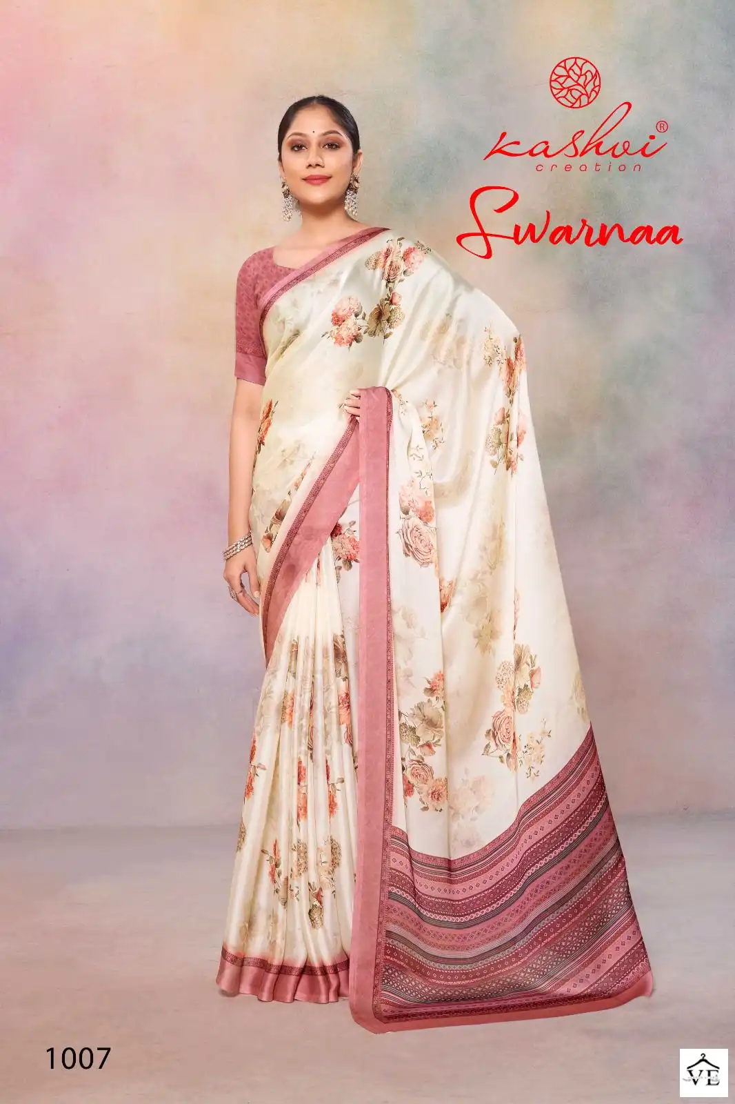 Kashvi Creation Swarnaa Satin Georgette Wholesale Fancy Sarees Catalog — Wholesale Sarees, Kashvi Creation wholesale from Surat - Gallery Image 2