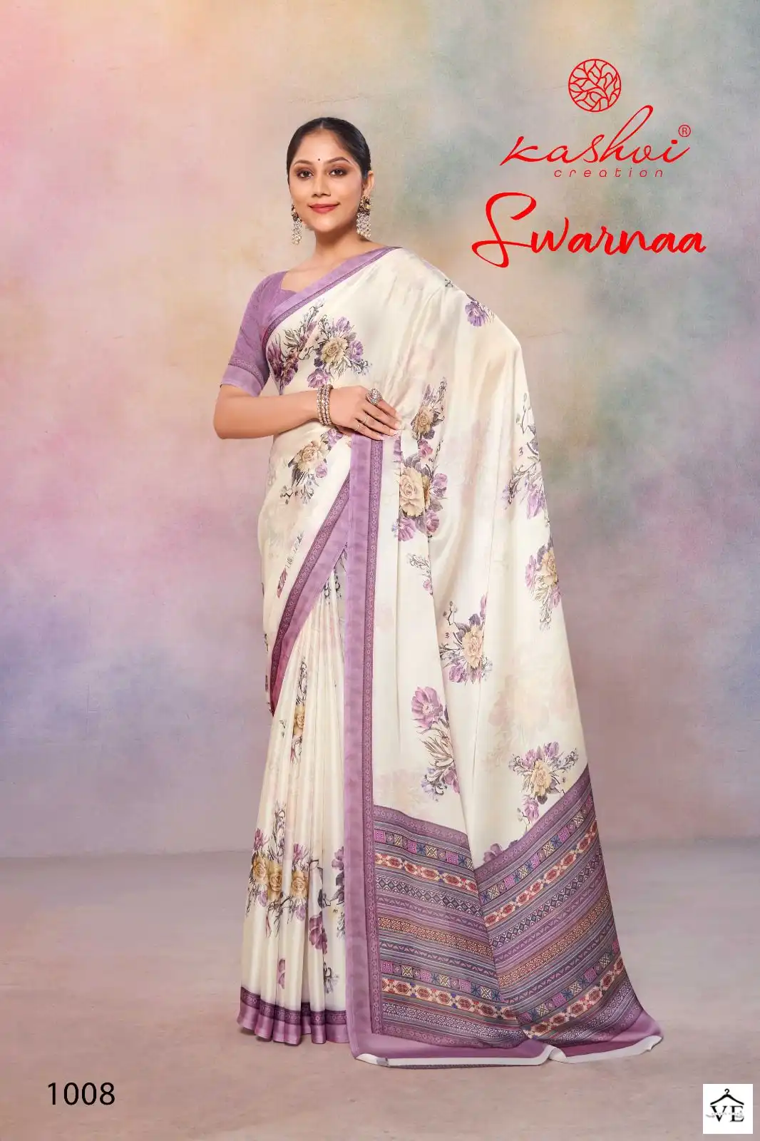 Kashvi Creation Swarnaa Satin Georgette Wholesale Fancy Sarees Catalog — Wholesale Sarees, Kashvi Creation wholesale from Surat - Gallery Image 6