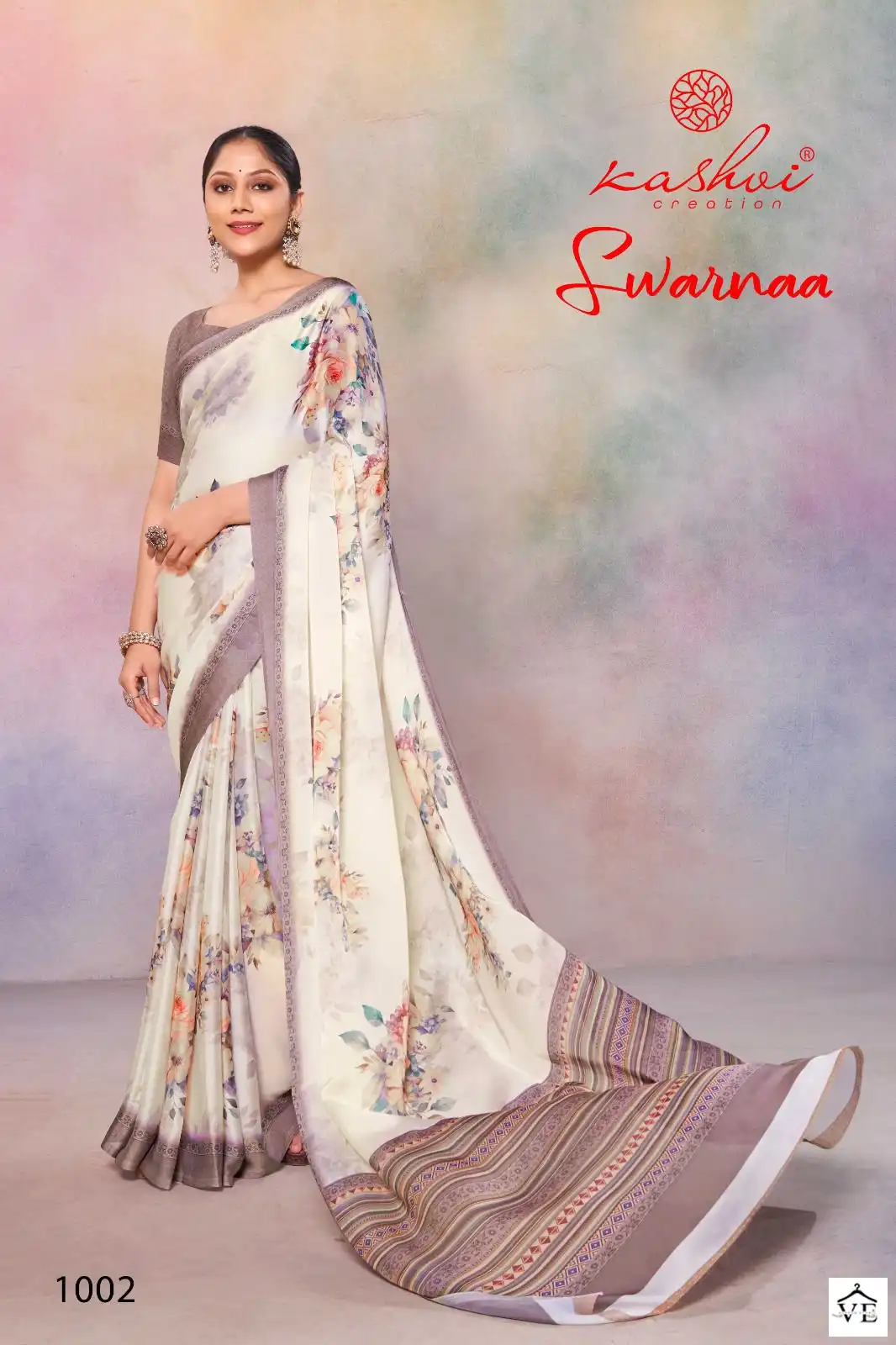 Kashvi Creation Swarnaa Satin Georgette Wholesale Fancy Sarees Catalog — Wholesale Sarees, Kashvi Creation wholesale from Surat - Gallery Image 7