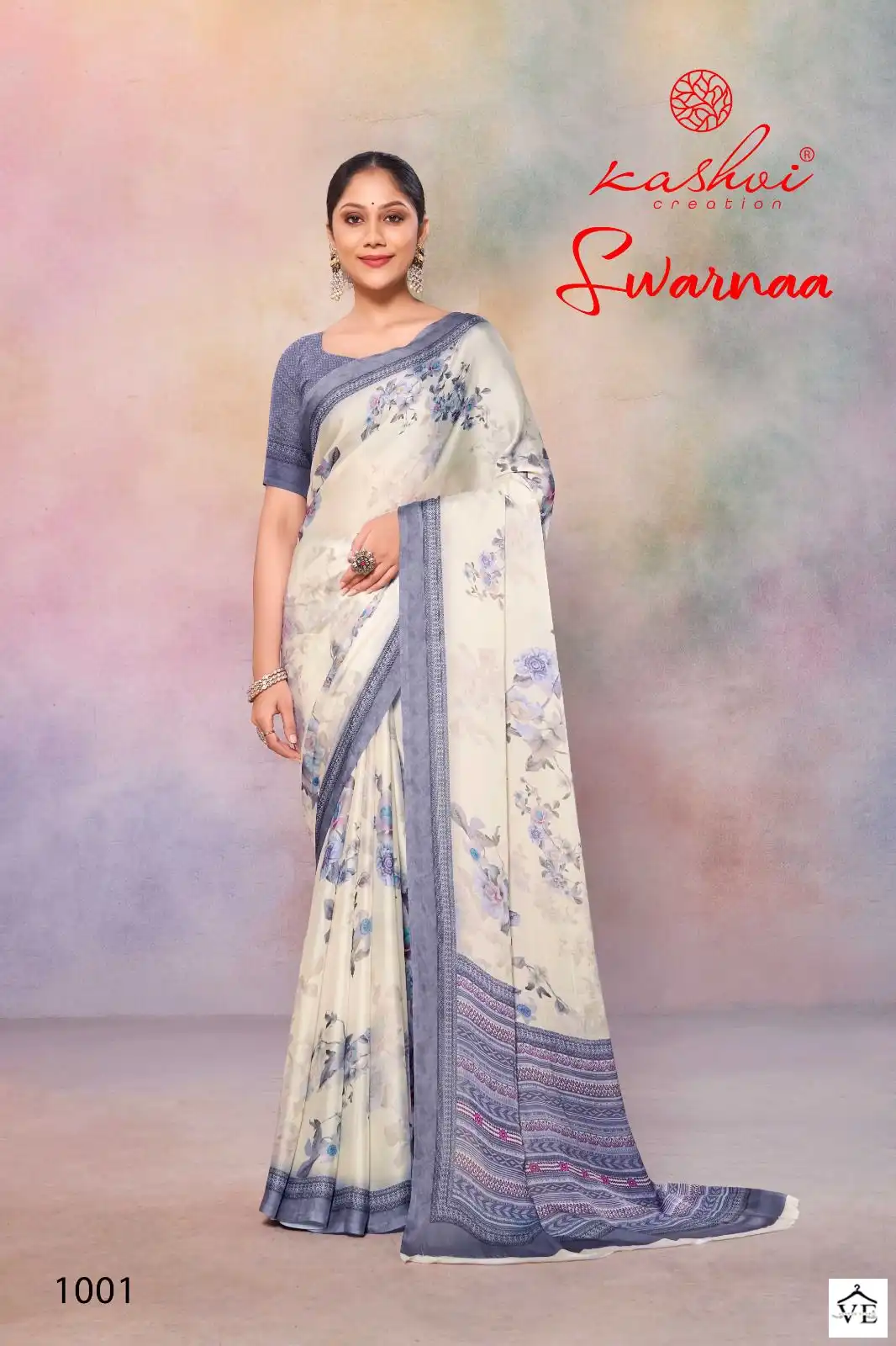 Kashvi Creation Swarnaa Satin Georgette Wholesale Fancy Sarees Catalog — Wholesale Sarees, Kashvi Creation wholesale from Surat - Gallery Image 8