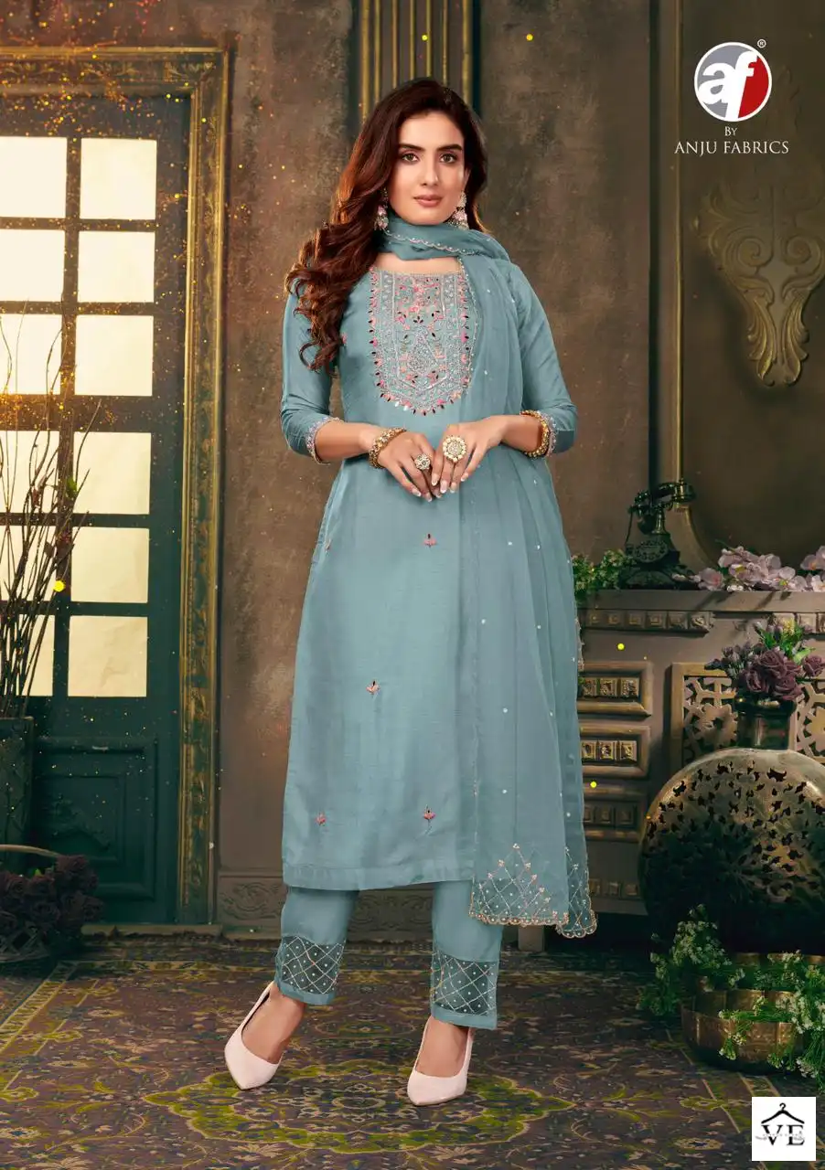 Anju Fabrics Shehnai Vol 5 Viscose Dola Silk Wholesale Readymade Suits Catalog — Wholesale Salwar Suits, MPA wholesale from Surat - Gallery Image 4