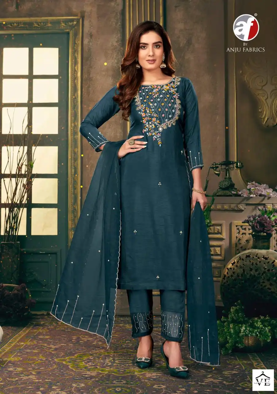 Anju Fabrics Shehnai Vol 5 Viscose Dola Silk Wholesale Readymade Suits Catalog — Wholesale Salwar Suits, MPA wholesale from Surat - Gallery Image 2