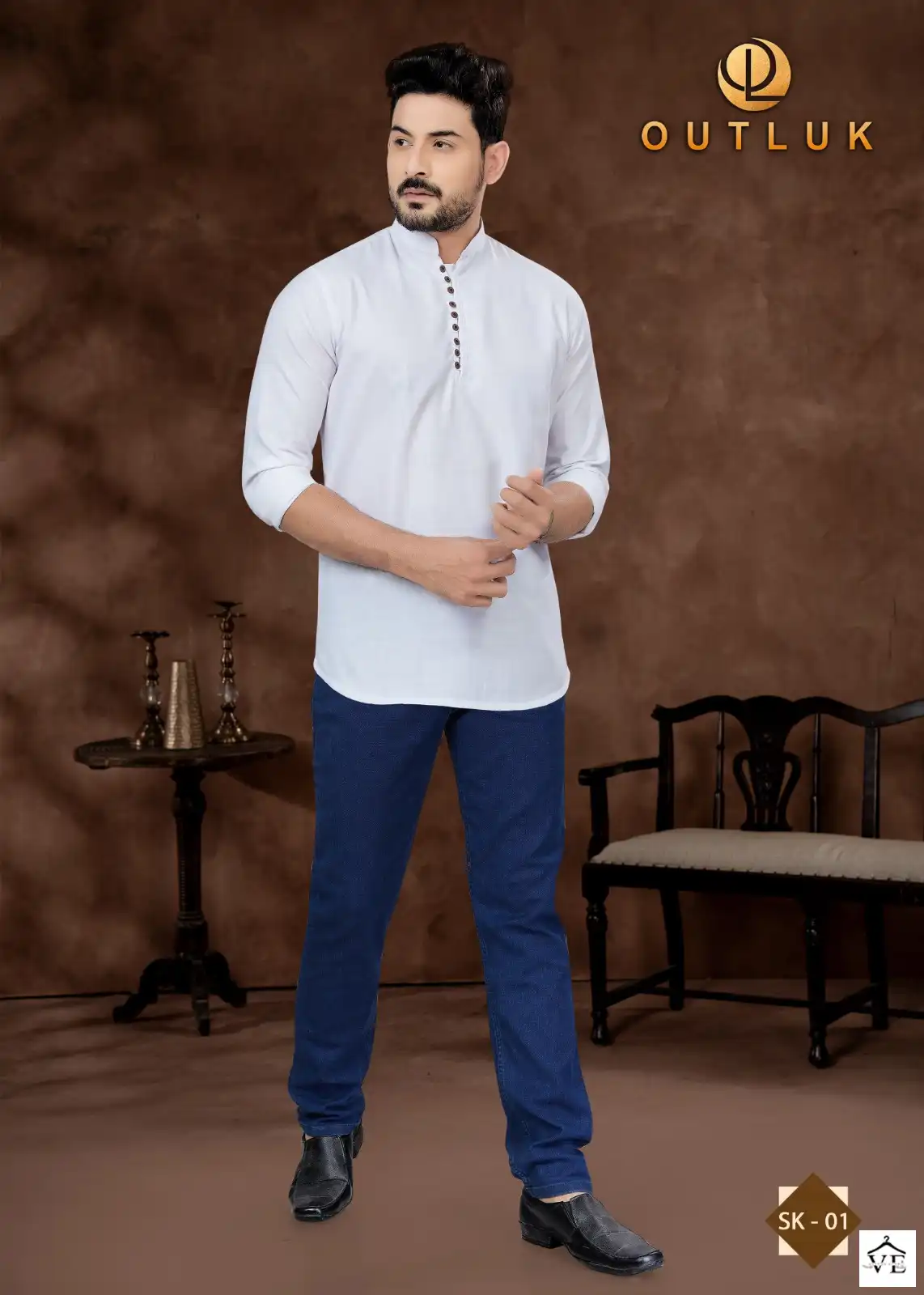 Outluk Short Kurta Vol 1 Pure Cotton Wholesale Mens Kurta Catalog — Singles, MPA wholesale from Surat — view 3
