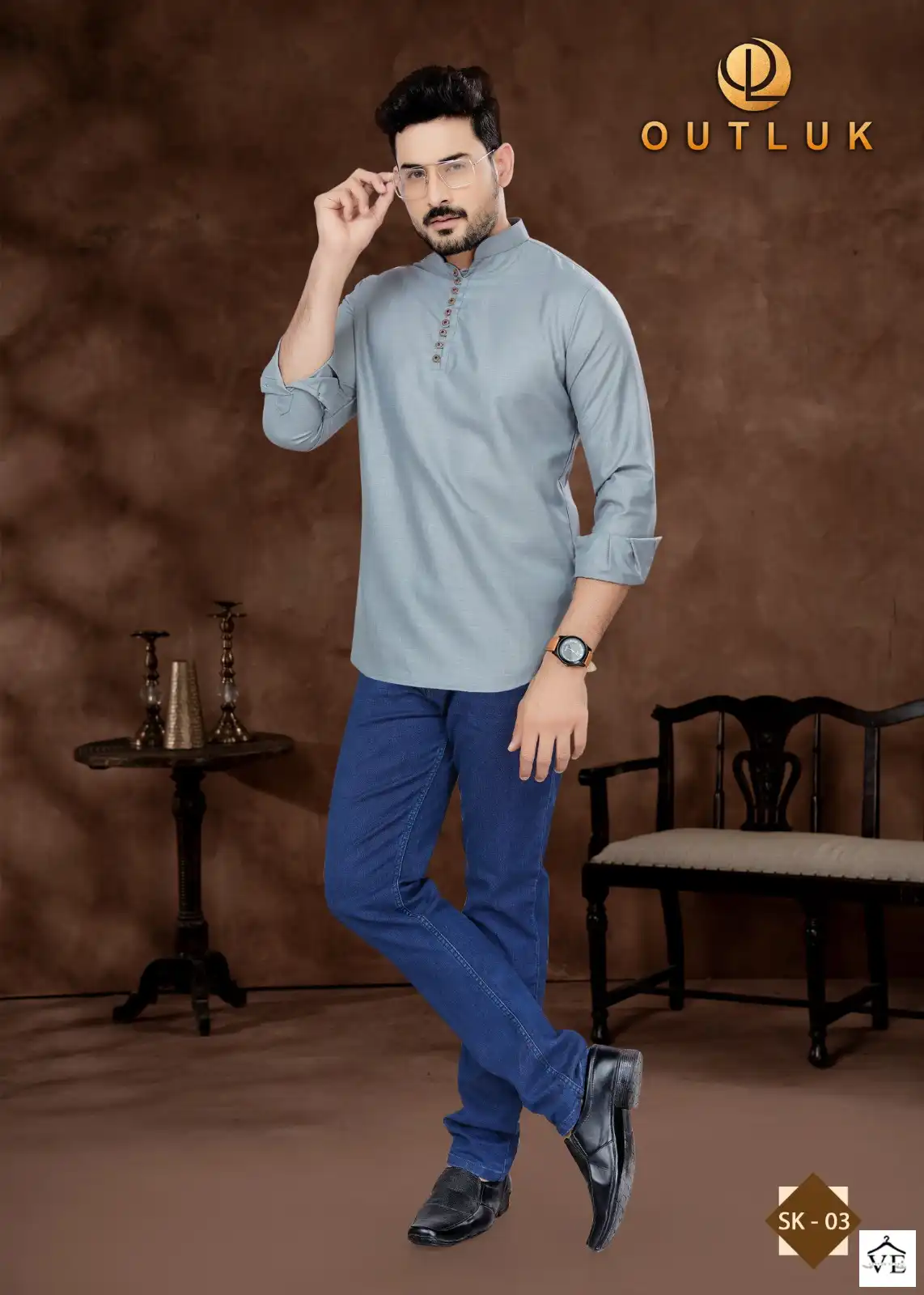 Outluk Short Kurta Vol 1 Pure Cotton Wholesale Mens Kurta Catalog — Singles, MPA wholesale from Surat — view 2
