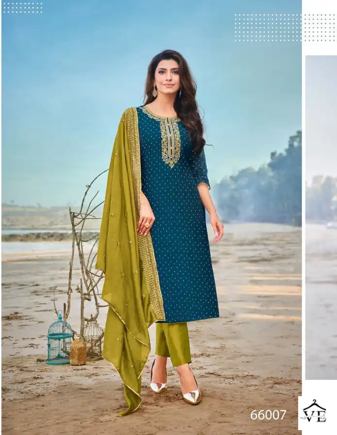 Kapil Trendz Silk Modal Silk Wholesale Readymade Suits Catalog — Wholesale Salwar Suits, MPA wholesale from Surat - Gallery Image 4