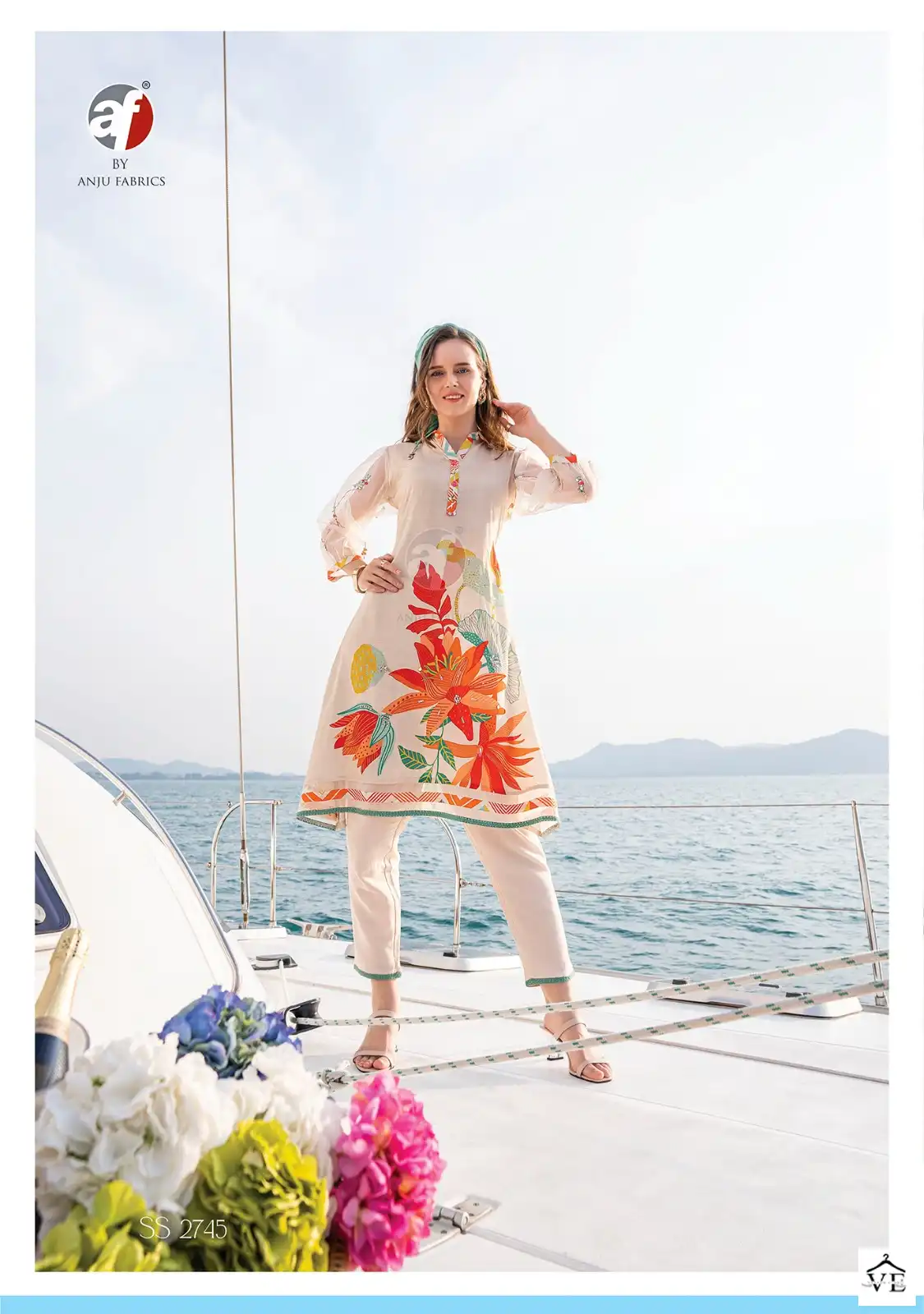 Anju Fabrics Stole Story Pure Natural Crape Silk Wholesale Fancy Kurtis Pant With Scraf Catalog — Wholesale Kurtis, MPA wholesale from Surat - Gallery Image 3