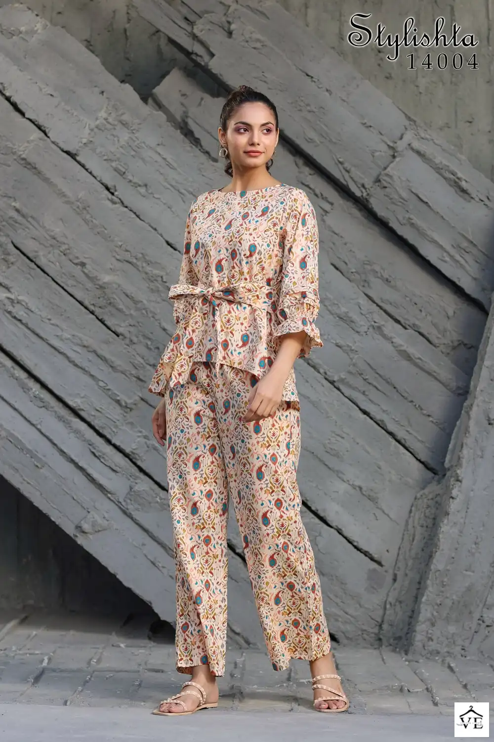 Vardan Ethnic Stylishta Vol 14 Muslin Wholesale Fancy Tunic Top With Pant Cord Sets Catalog — Wholesale Kurtis, MPA wholesale from Surat — view 3
