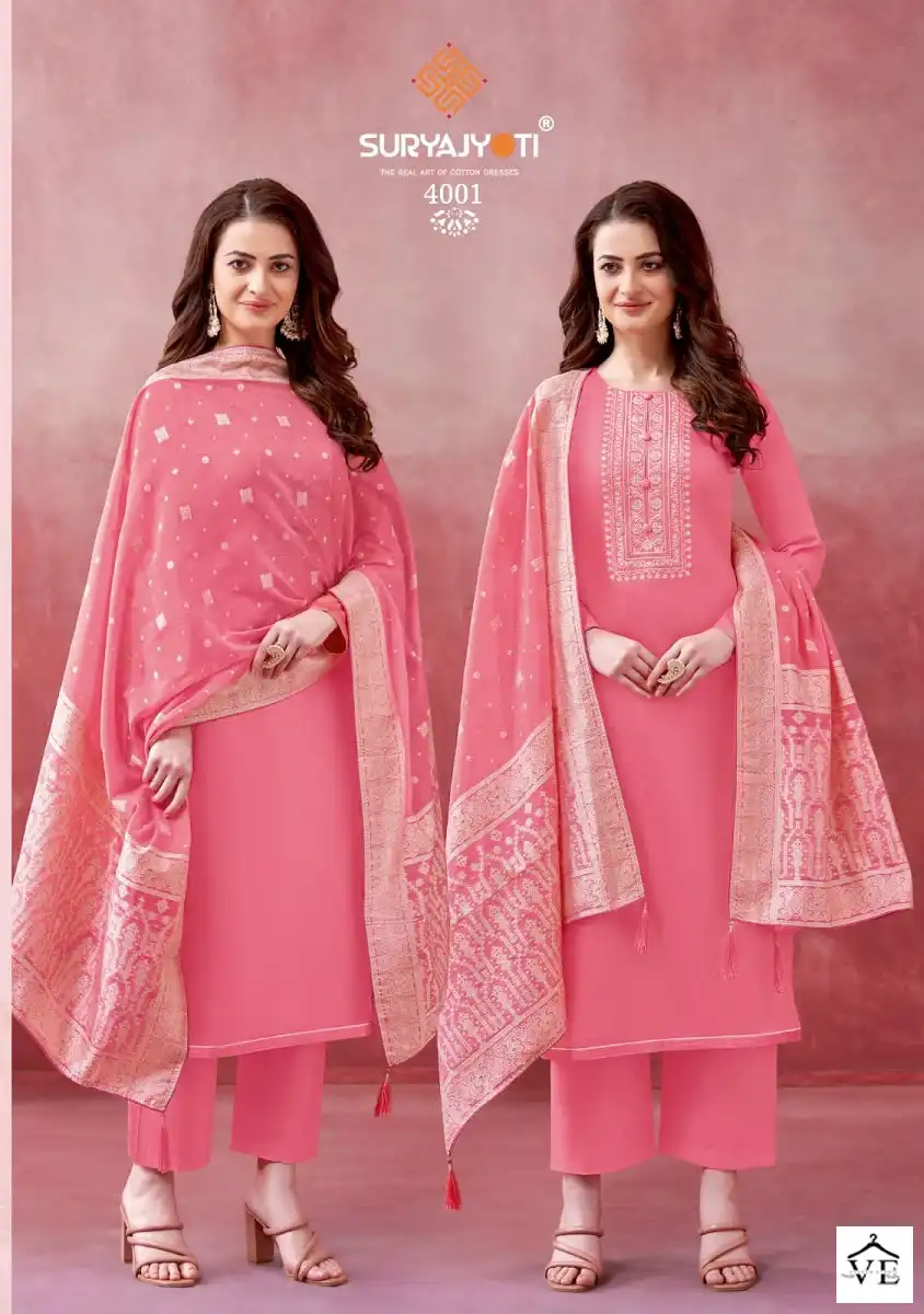 Suryajyoti Khanak Vol 4 Cotton Wholesale Salwar Suit Catalog — Wholesale Salwar Suits, MPA wholesale from Surat - Gallery Image 10
