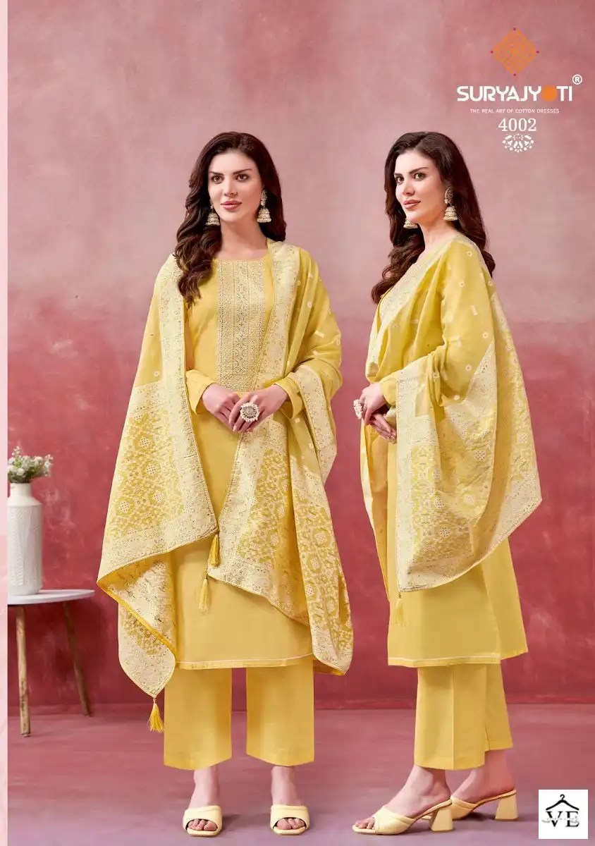 Suryajyoti Khanak Vol 4 Cotton Wholesale Salwar Suit Catalog — Wholesale Salwar Suits, MPA wholesale from Surat - Gallery Image 6