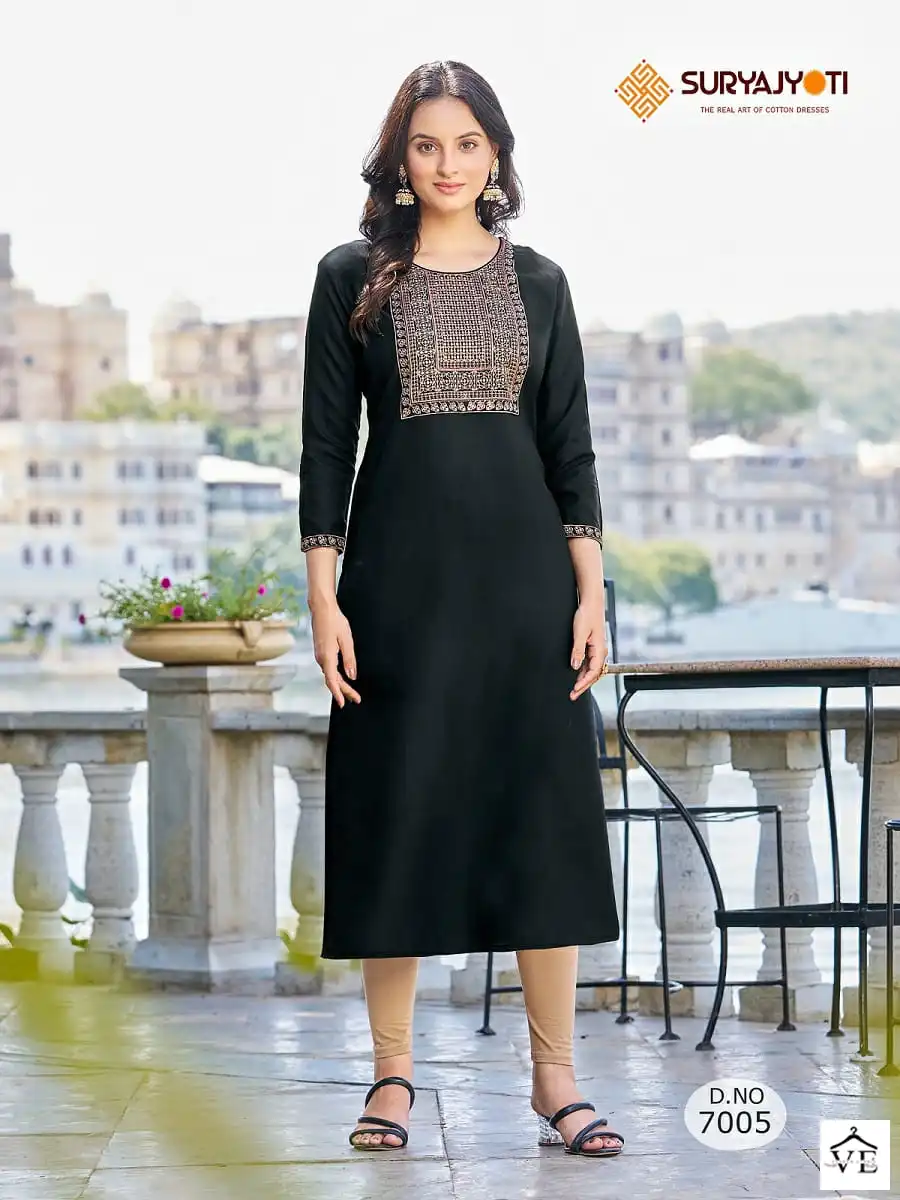 Suryajyoti Nirja Advance Vol-7 Pure Rayon Cotton Wholesale Kurti Catalog — Wholesale Kurtis, MPA wholesale from Surat - Gallery Image 3
