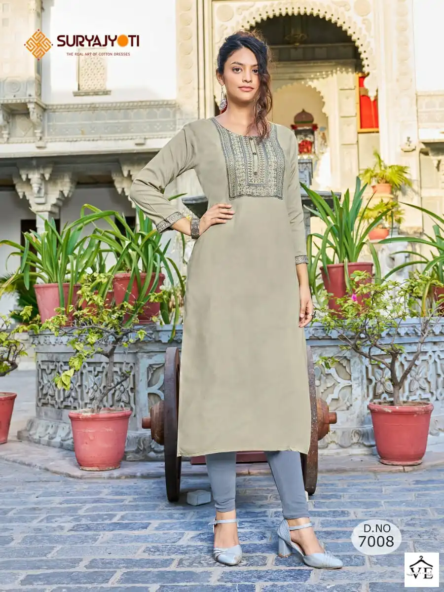 Suryajyoti Nirja Advance Vol-7 Pure Rayon Cotton Wholesale Kurti Catalog — Wholesale Kurtis, MPA wholesale from Surat - Gallery Image 6