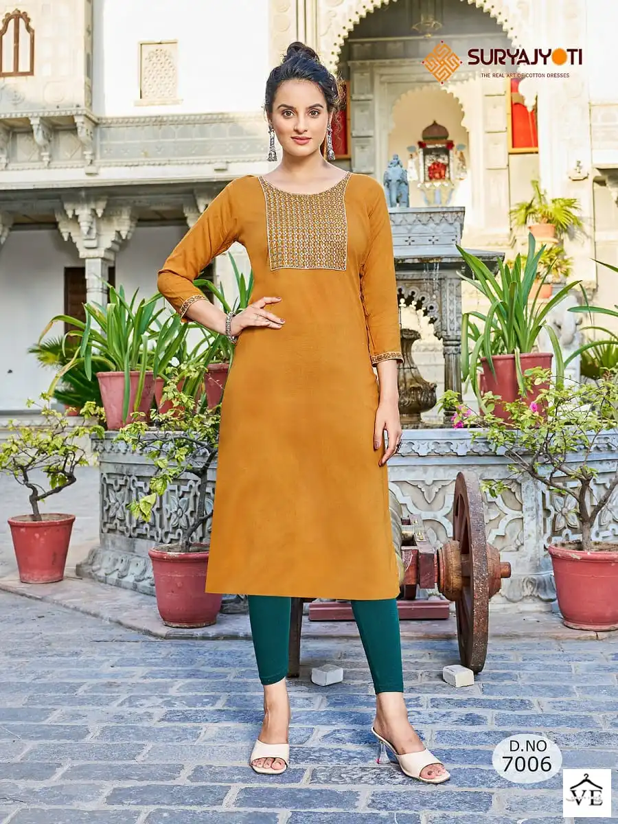 Suryajyoti Nirja Advance Vol-7 Pure Rayon Cotton Wholesale Kurti Catalog — Wholesale Kurtis, MPA wholesale from Surat - Gallery Image 2