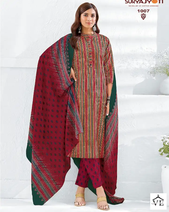 Suryajyoti Poshak Vol 1 Cotton Wholesale Readymade Salwar Suit Catalog — Wholesale Salwar Suits, MPA wholesale from Surat — view 1