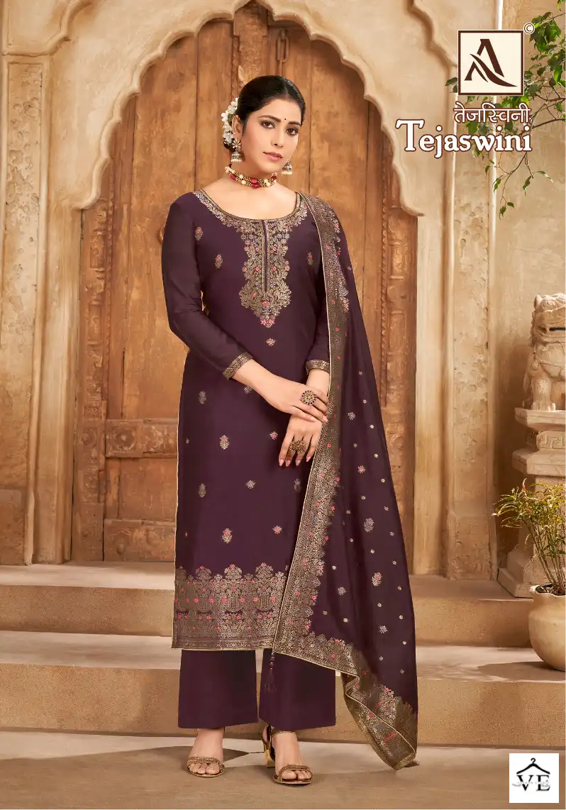 Alok Suits Tejaswini Jacquard Wholesale Salwar Suit Catalog — Wholesale Salwar Suits, MPA wholesale from Surat - Gallery Image 4