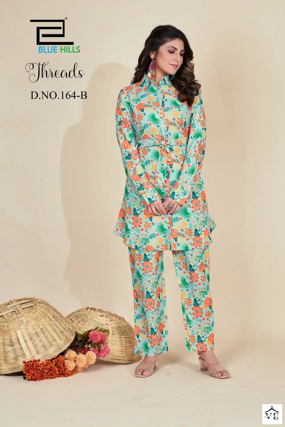 Blue Hills Threads Rayon Wholesale Party Wear Cord Sets Catalog — Wholesale Kurtis, MPA wholesale from Surat - Gallery Image 3