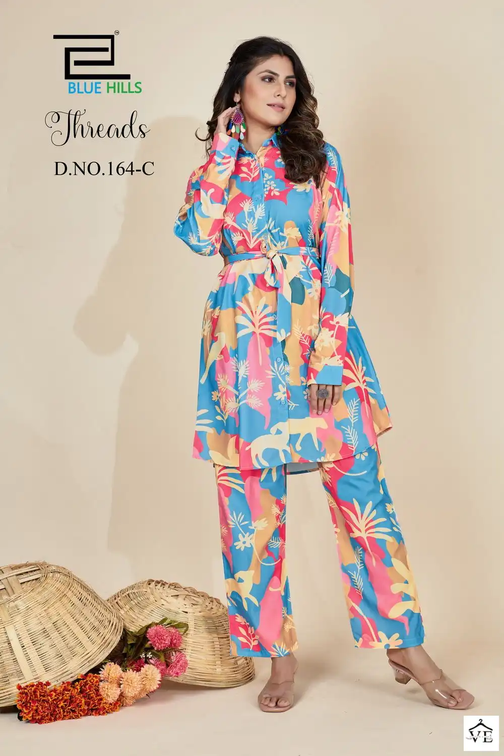 Blue Hills Threads Rayon Wholesale Party Wear Cord Sets Catalog — Wholesale Kurtis, MPA wholesale from Surat - Gallery Image 4