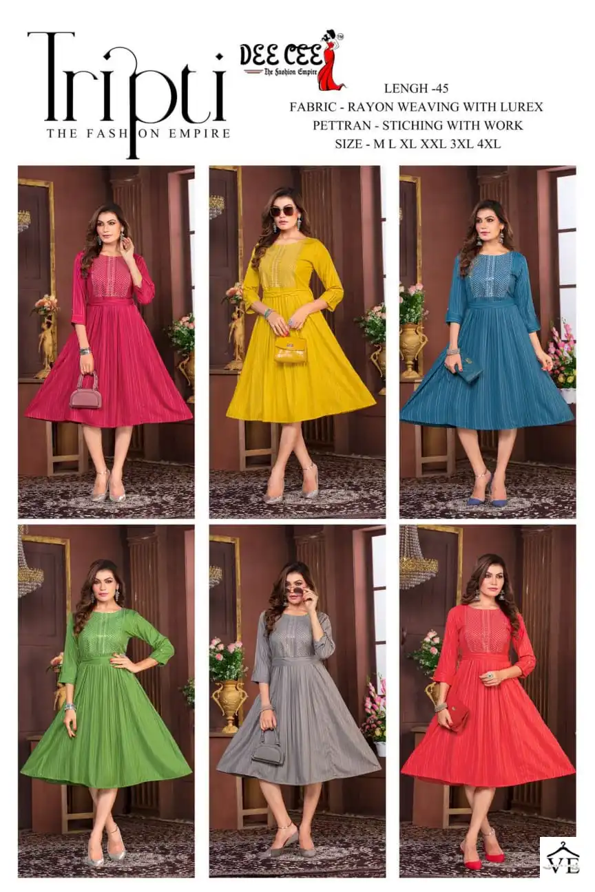 Deecee Tripti Rayon Weaving Wholesale Long Kurtis Catalog — Wholesale Kurtis, MPA wholesale from Surat — view 4