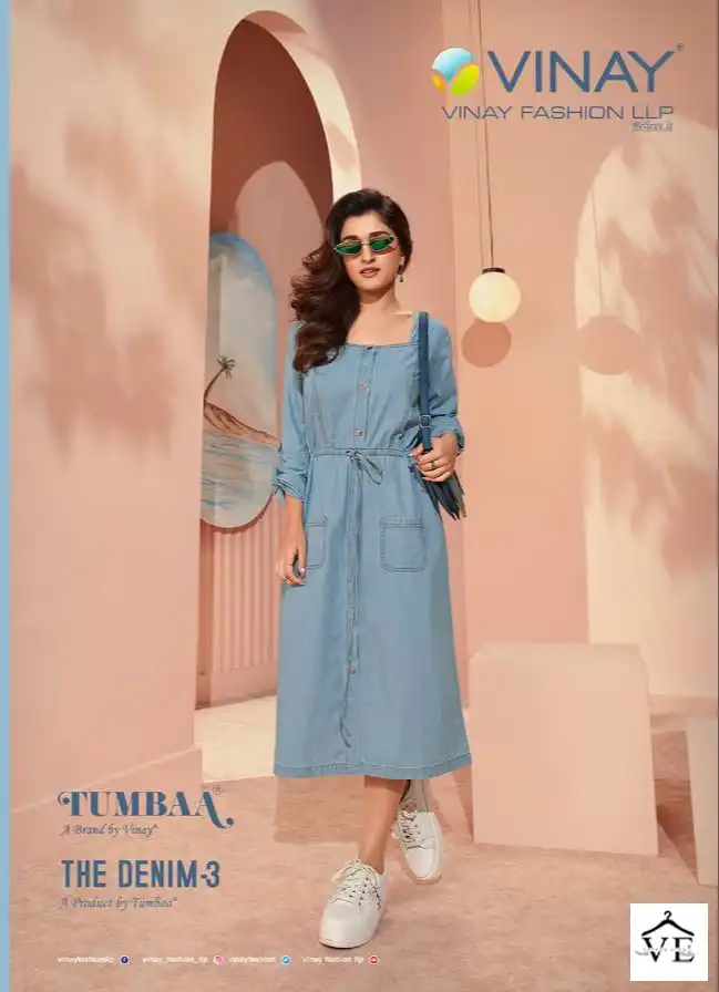 Vinay Tumbaa - The Denim-3 100% Denim Wholesale Kurti Catalog — Wholesale Kurtis, MPA wholesale from Surat — view 2