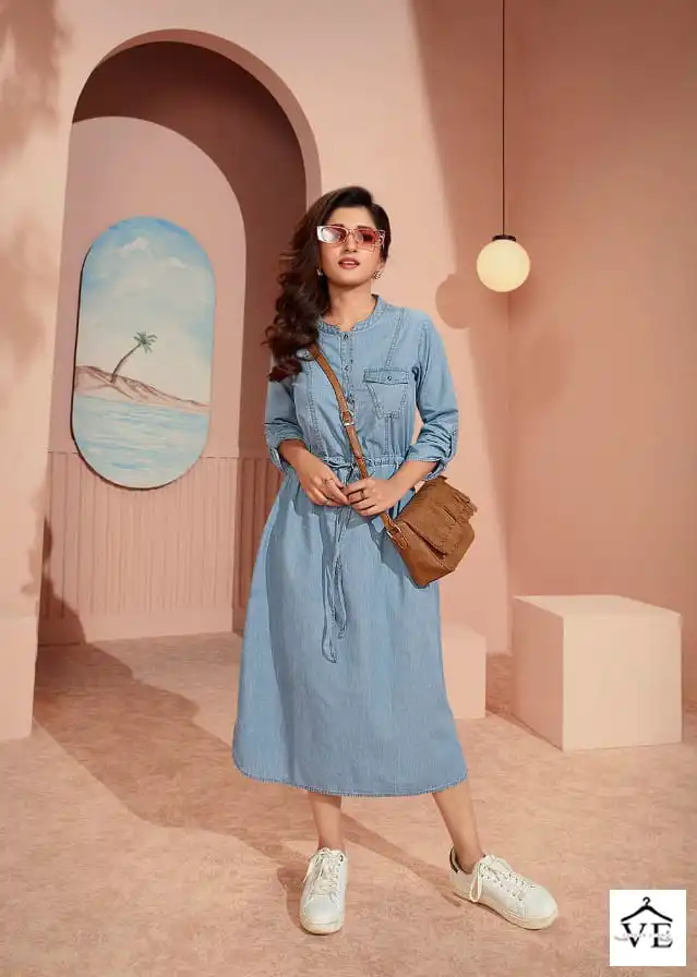 Vinay Tumbaa - The Denim-3 100% Denim Wholesale Kurti Catalog — Wholesale Kurtis, MPA wholesale from Surat — view 4