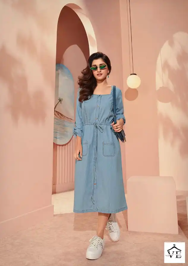 Vinay Tumbaa - The Denim-3 100% Denim Wholesale Kurti Catalog — Wholesale Kurtis, MPA wholesale from Surat — view 6