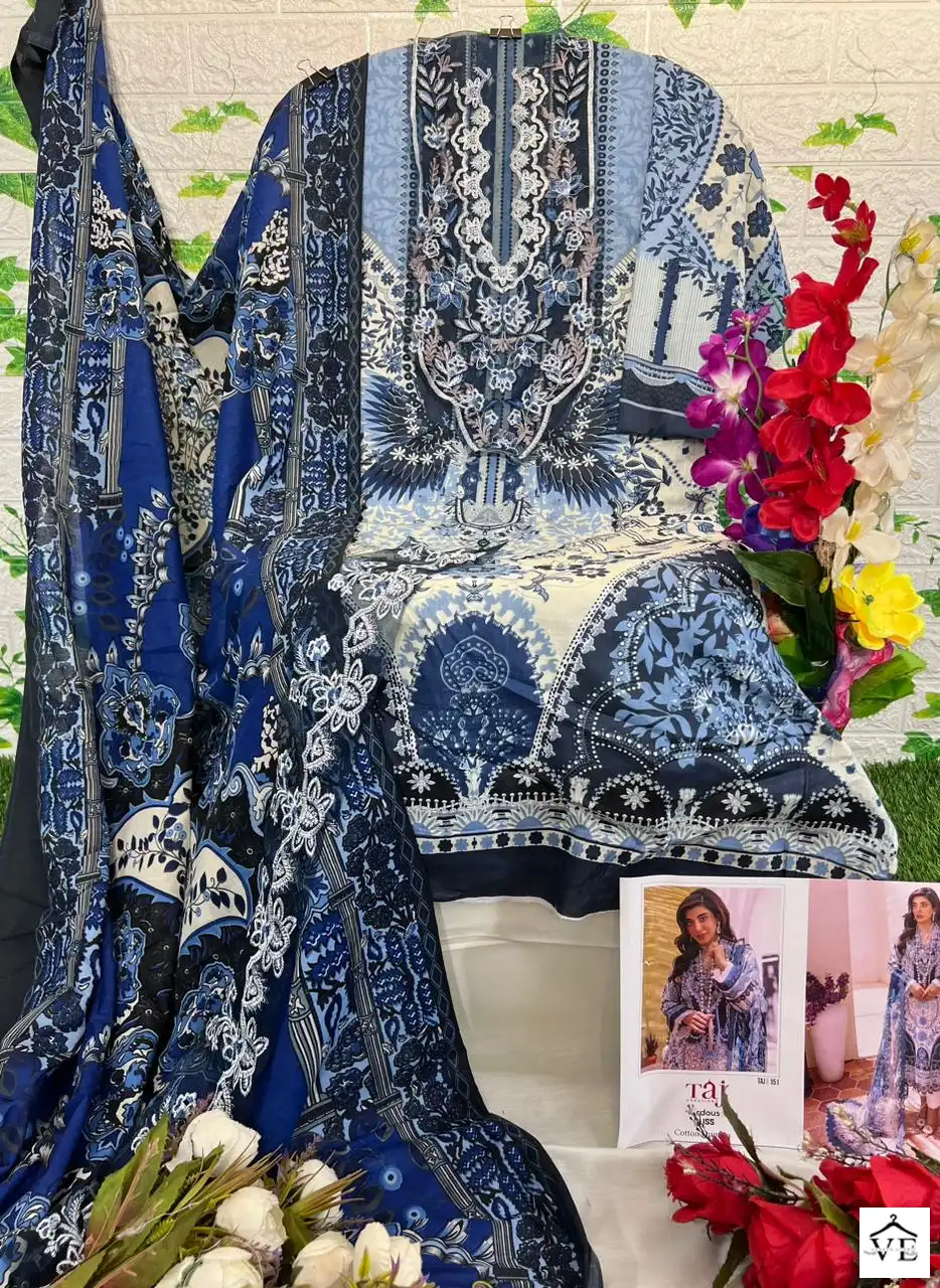 Taj Creations 151 Pure Cotton Wholesale Pakistani Suit — Wholesale Salwar Suits, MPA wholesale from Surat — view 2