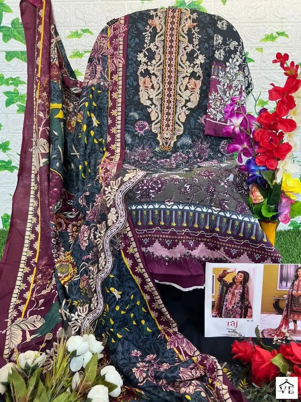 Firdous Taj 152 & 153 Pure Cotton Print Wholesale Pakistani Salwar Suit Catalog — Wholesale Salwar Suits, MPA wholesale from Surat - Gallery Image 3