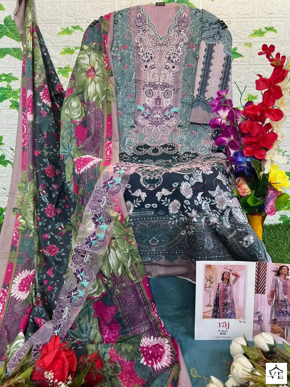 Firdous Taj 152 &amp; 153 Pure Cotton Print Wholesale Pakistani Salwar Suit Catalog — Wholesale Salwar Suits, MPA wholesale from Surat — view 4