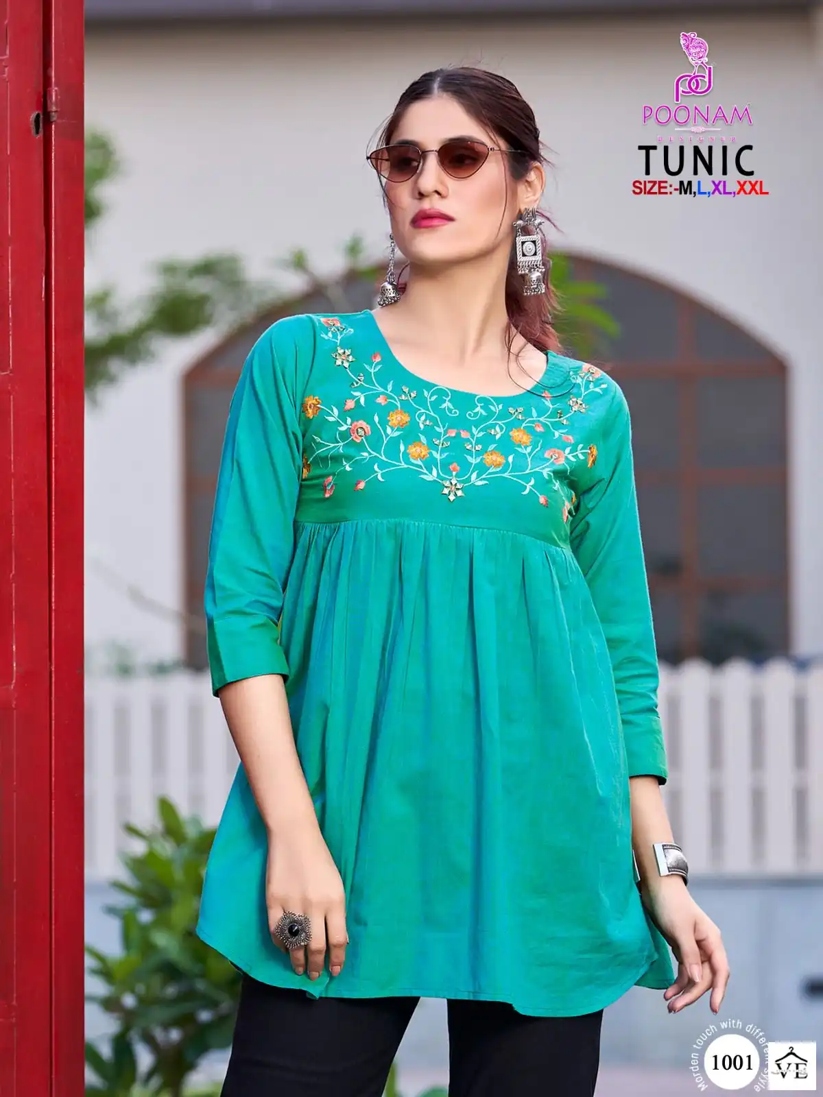 Poonam Designer Tunic 100 % Cotton Wholesale Sort Kurtis Catalog — Wholesale Kurtis, MPA wholesale from Surat - Gallery Image 2