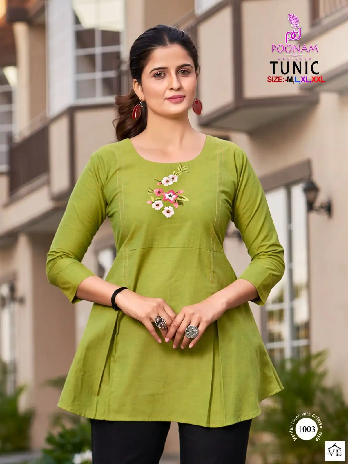 Poonam Designer Tunic 100 % Cotton Wholesale Sort Kurtis Catalog — Wholesale Kurtis, MPA wholesale from Surat - Gallery Image 3