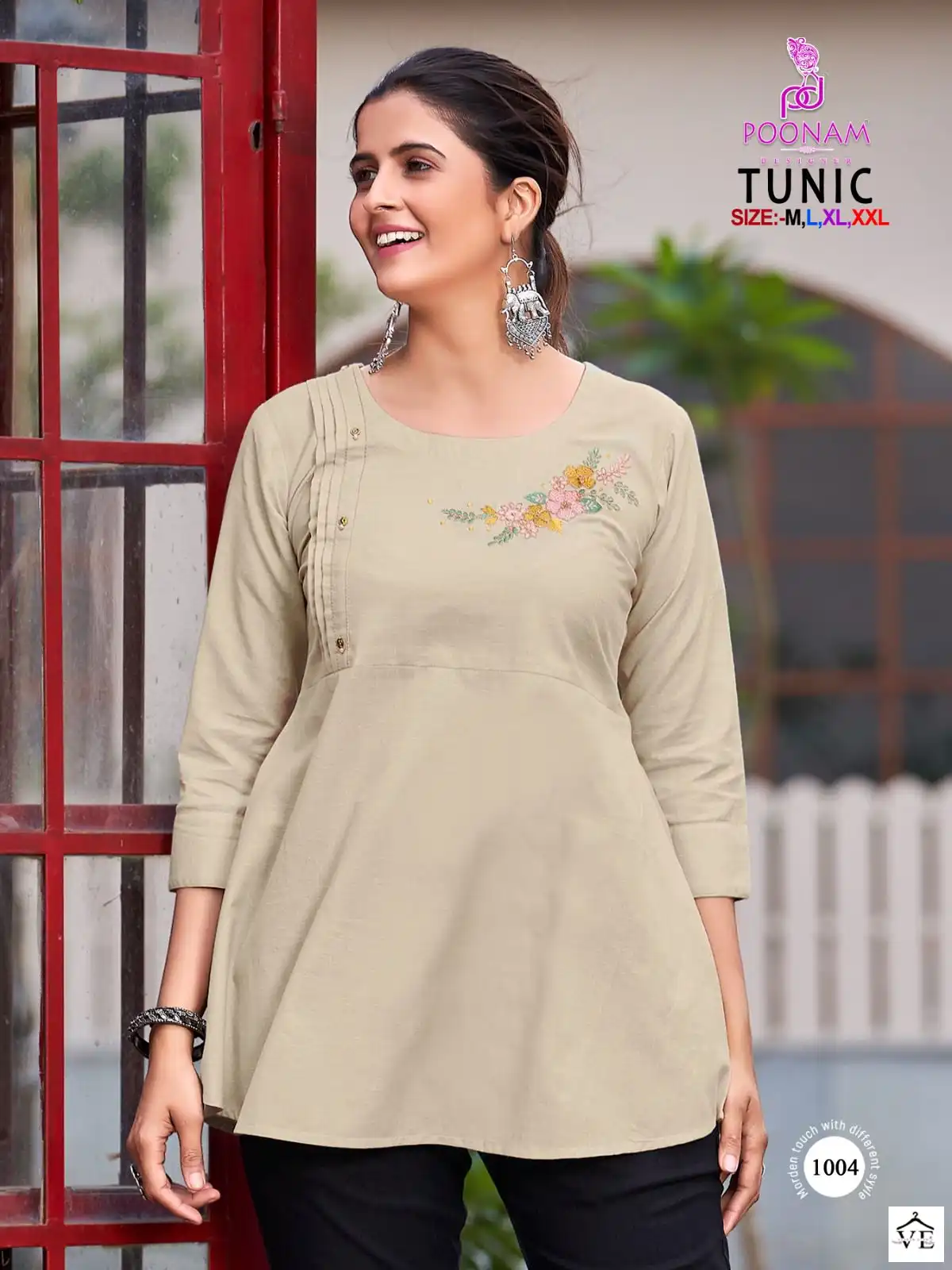 Poonam Designer Tunic 100 % Cotton Wholesale Sort Kurtis Catalog — Wholesale Kurtis, MPA wholesale from Surat - Gallery Image 4