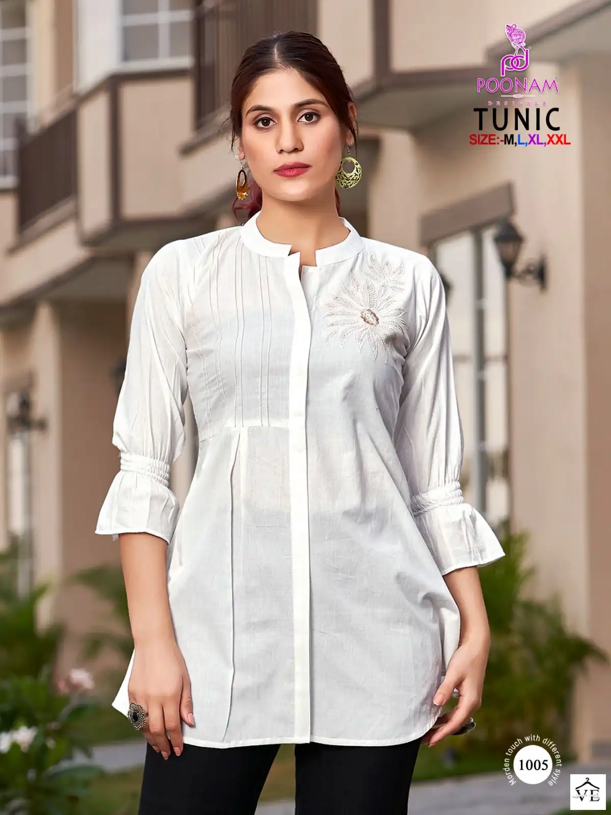 Poonam Designer Tunic 100 % Cotton Wholesale Sort Kurtis Catalog — Wholesale Kurtis, MPA wholesale from Surat - Gallery Image 5