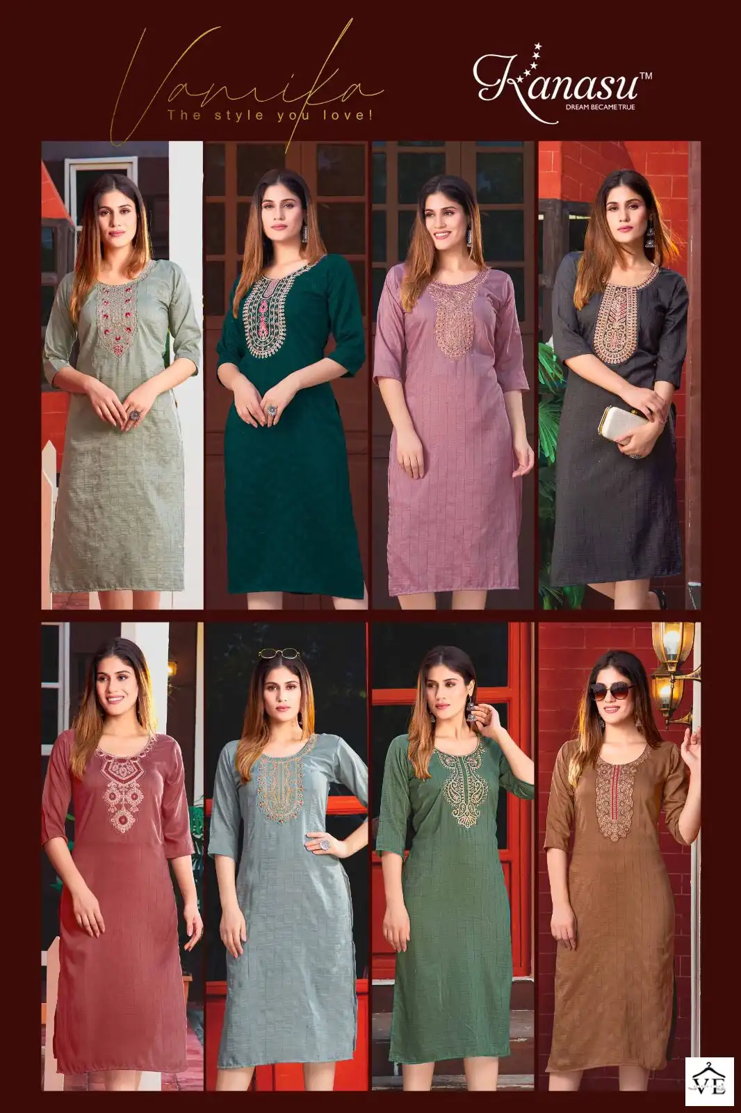 Kanasu Vamika Chinon Sequence Wholesale Fancy Kurtis Catalog — Wholesale Kurtis, MPA wholesale from Surat — view 9